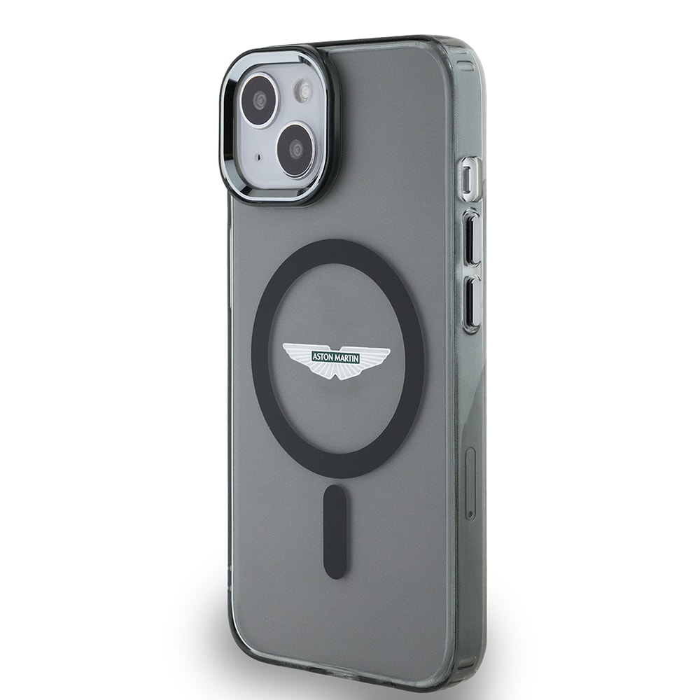 Apple iPhone 14 Kılıf Aston Martin Orjinal Lisanslı M-safe Şarj Özellikli IML Baskı Logolu Metal Düğmeli Kapak