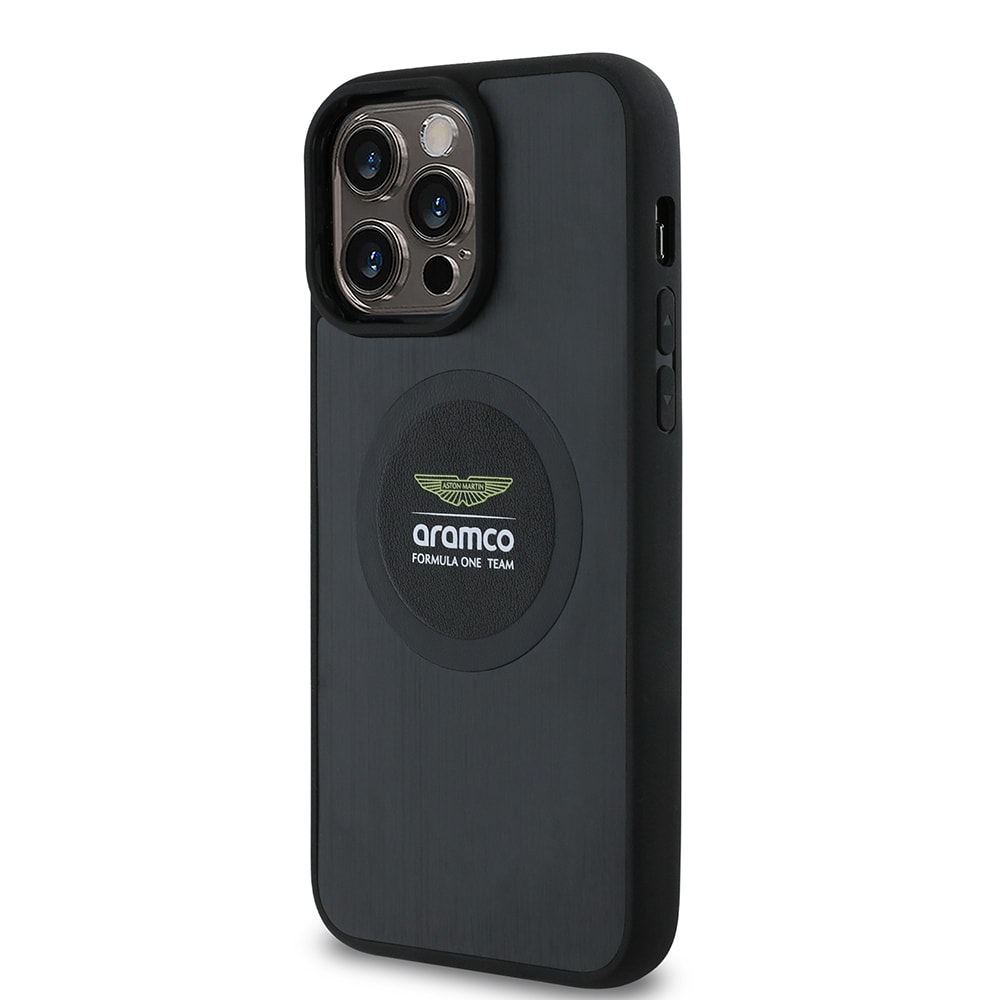 Apple iPhone 14 Pro Max Kılıf Aston Martin Orjinal Lisanslı M-safe Şarj Özellikli Aluminyum Arka Yüzeyli Formula One Team Baskılı Kapak