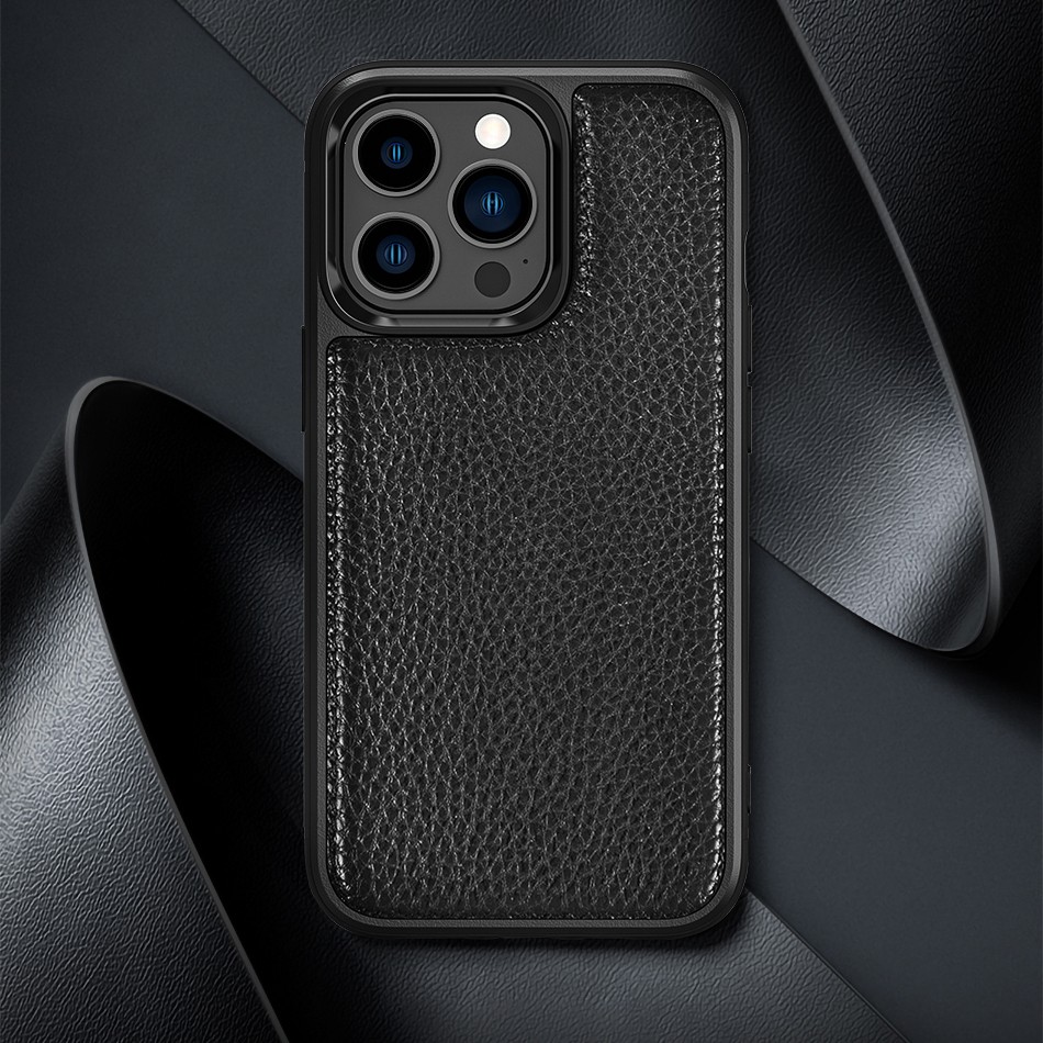 iPhone 13 Pro Max Kılıf Wiwu Genuine Leather Plastic Calfskin Orjinal Deri Kılıf