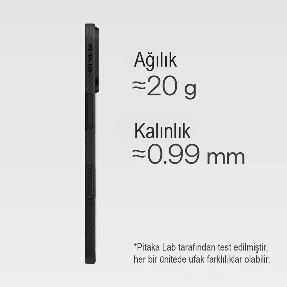 Apple iPhone 17 Kılıf M-safe Şarj Özellikli 1500D Aramid Fiber Pitaka Ultra-Slim Classic Serisi Black-Grey Twill Kapak