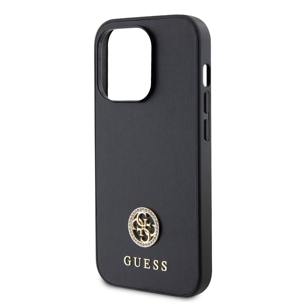 iPhone 14 Pro Max Kılıf Guess Orjinal Lisanslı Deri 4G Metal Logo Strass Kılıf