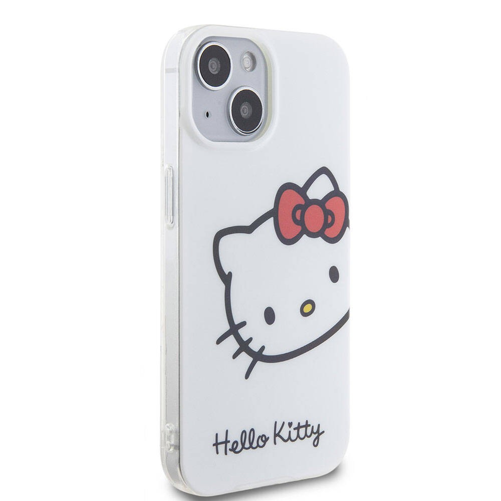 iPhone 15 Kılıf Hello Kitty Orjinal Lisanslı Yazı ve İkonik Logolu Kitty Head Kılıf