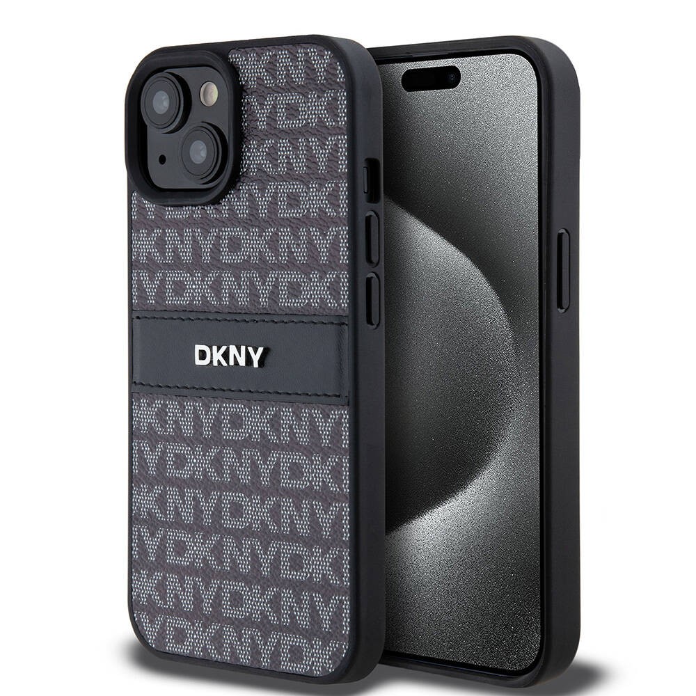 iPhone 15 Kılıf DKNY Orjinal Lisanslı 3D Yazılı Repeat Texture Pattern Kılıf