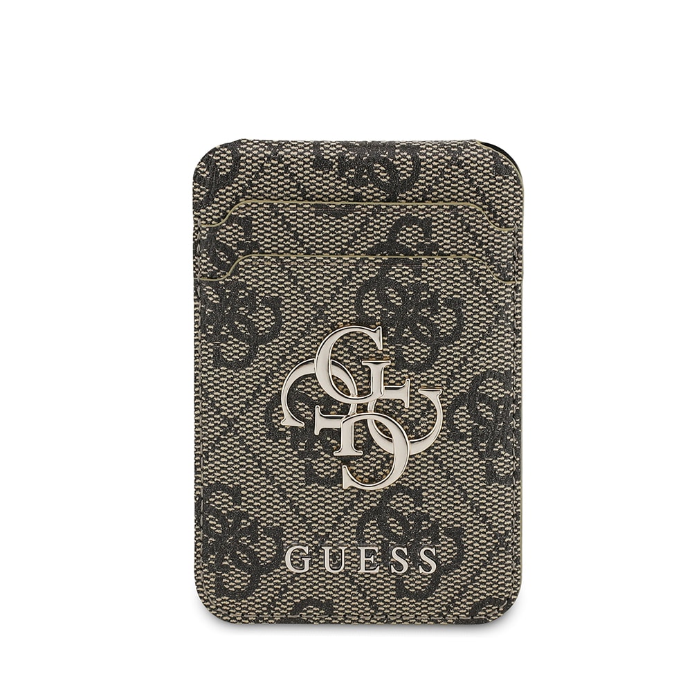 Guess Orjinal Lisanslı PU Deri 4G Desenli Metal Büyük 4G ve Yazı Logolu Standlı Magnetik Kartlık