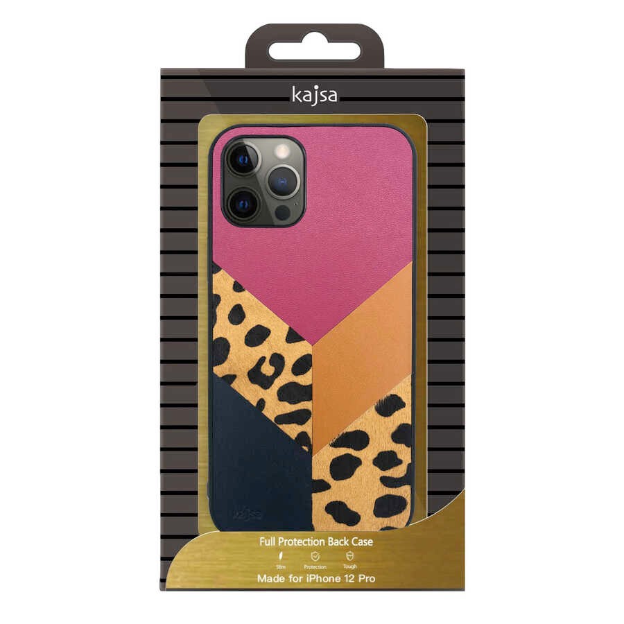 Apple iPhone 12 Pro Kılıf Kajsa Glamorous Serisi Leopard Combo Kapak