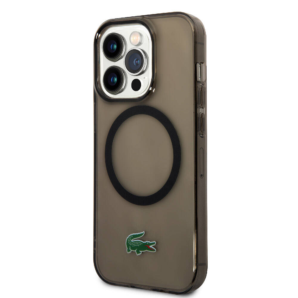Apple iPhone 15 Pro Kılıf Lacoste Orjinal Lisanslı M-safe Şarj Özellikli Transparan Timsah Logo Baskılı Kapak