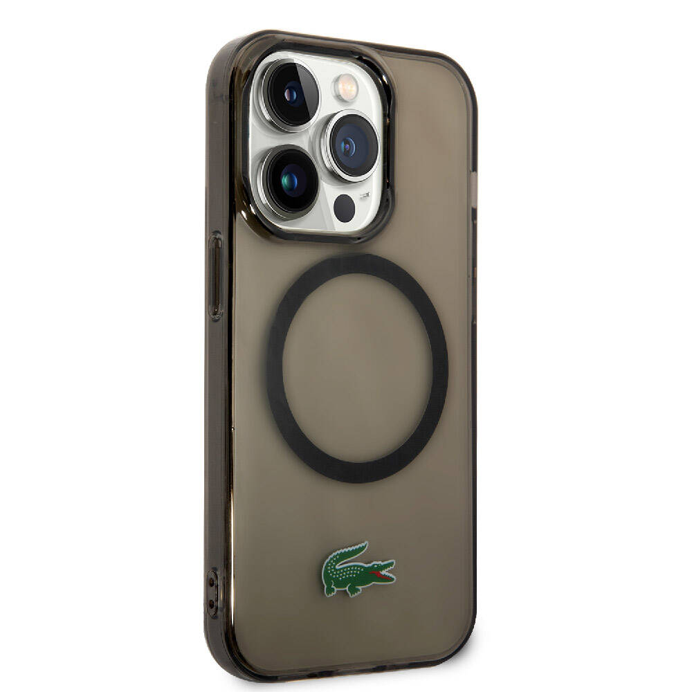 Apple iPhone 15 Pro Kılıf Lacoste Orjinal Lisanslı M-safe Şarj Özellikli Transparan Timsah Logo Baskılı Kapak