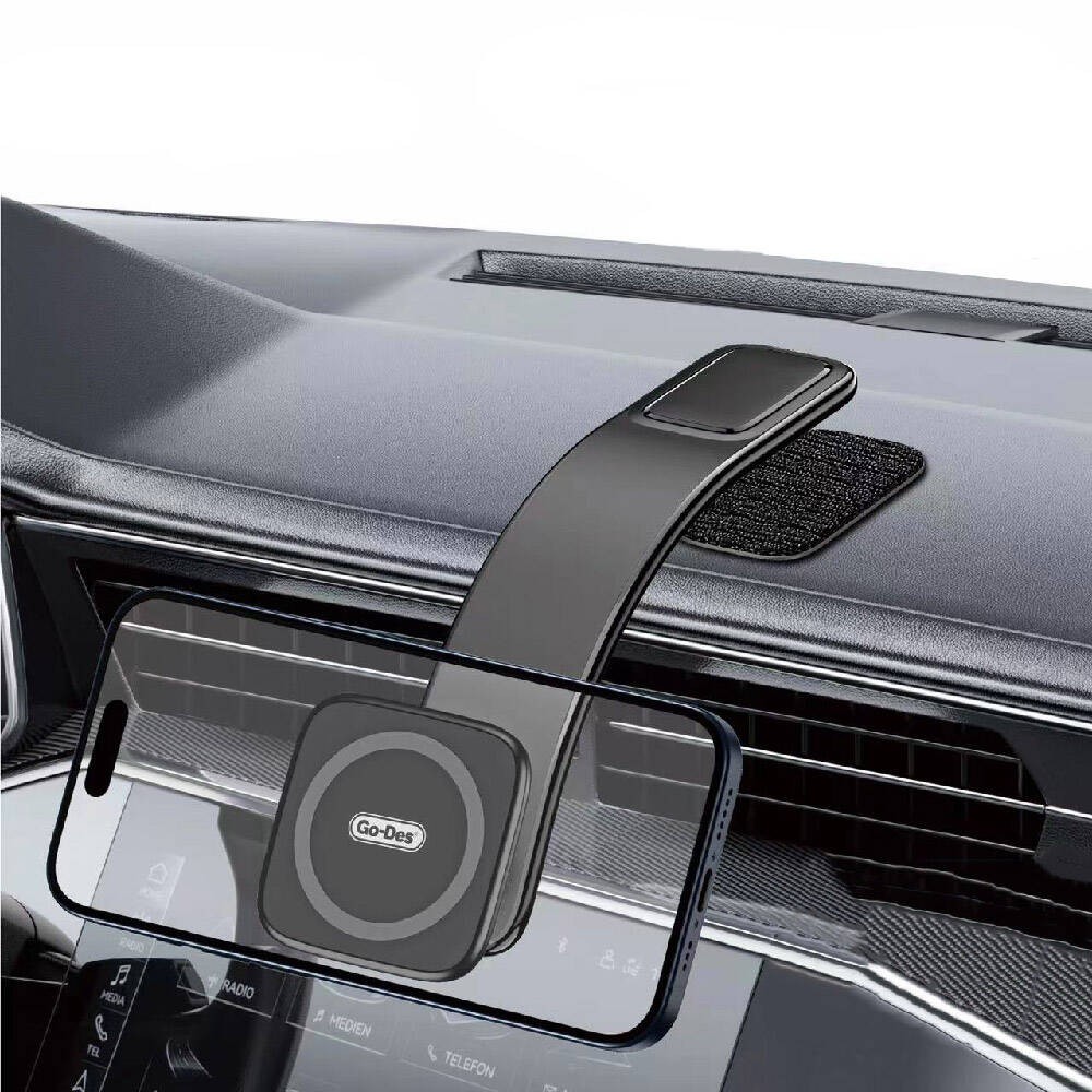 Go Des GD-HD208 Magnetik M-safe Uyumlu Bükülebilen Eğimli ve Düz Zemin Araç Telefon Tutacağı