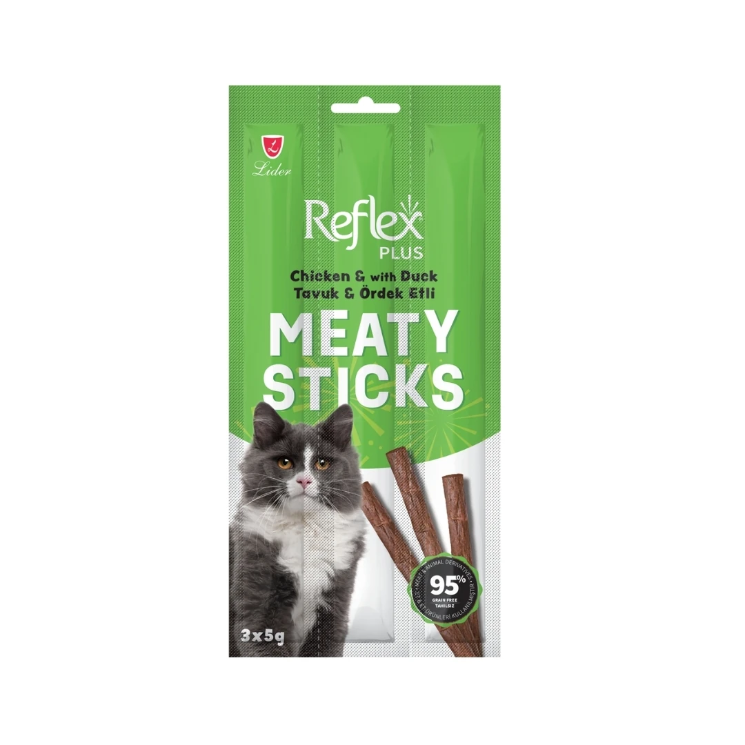 Reflex Plus Meaty Sticks Tavuklu ve Ördek Etli Kedi Ödülü 3x5 Gr