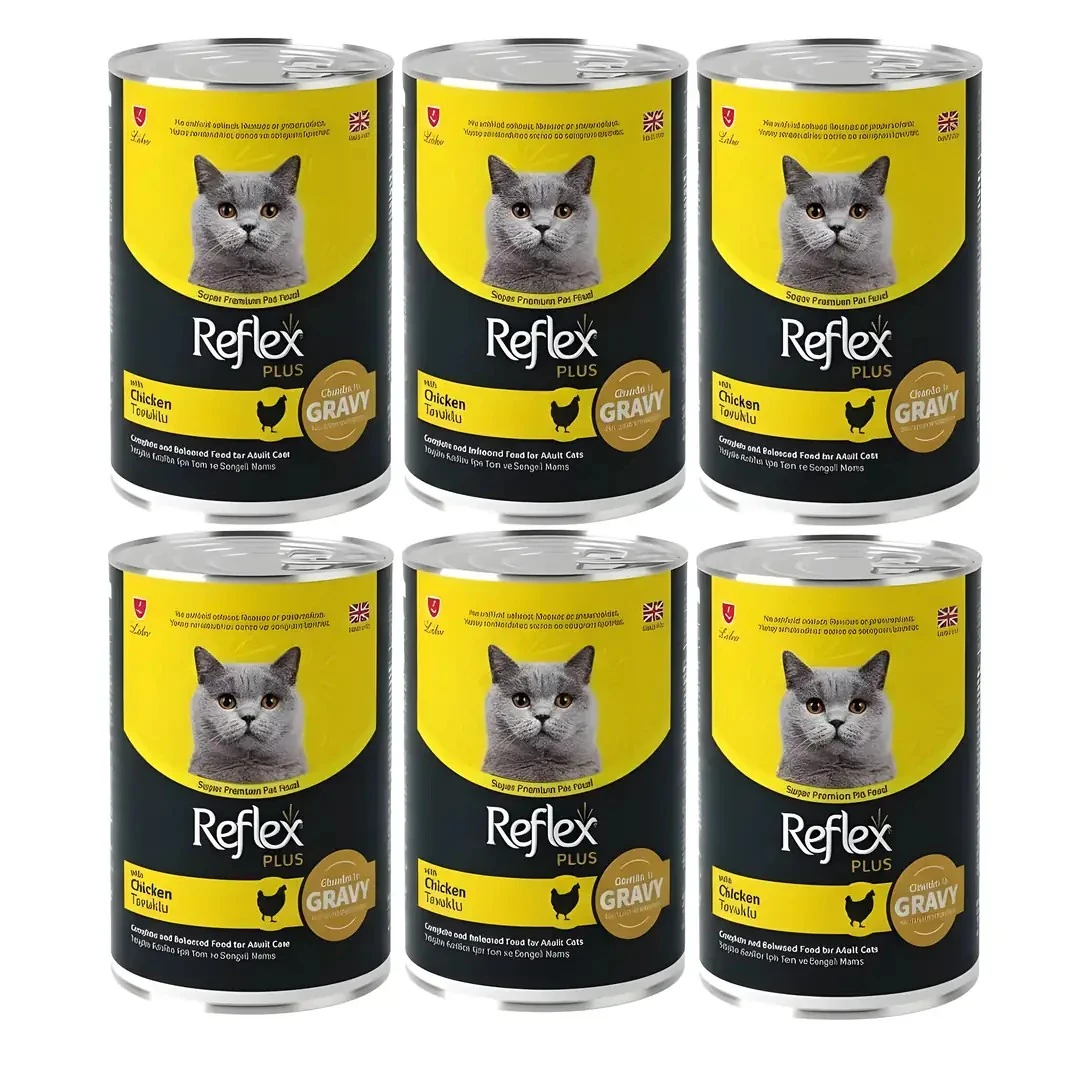Reflex Plus Sos İçinde Et Parçacıklı Tavuklu Yetişkin Kedi Maması 400gr - 6 Adet