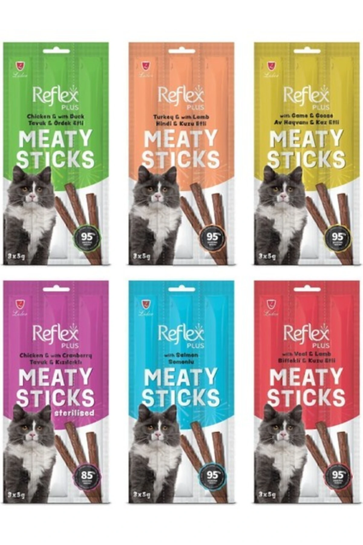 Reflex Plus Meaty Sticks Karışık Kedi Ödülü 3x5gr x 6 Adet