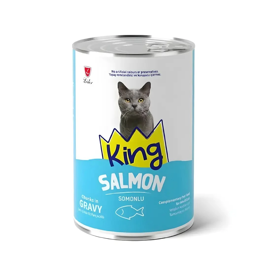 King Sos İçerisinde Et Parçacıklı Somonlu Kedi Konservesi 400 G  - 1 Adet