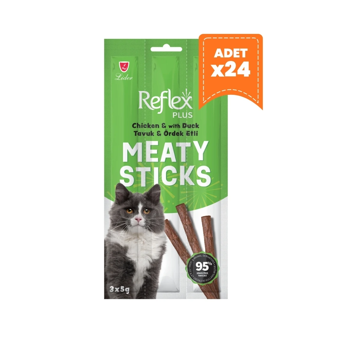Reflex Plus Meaty Sticks Tavuklu ve Ördek Etli Kedi Ödülü 3x5 Gr - 24 Adet
