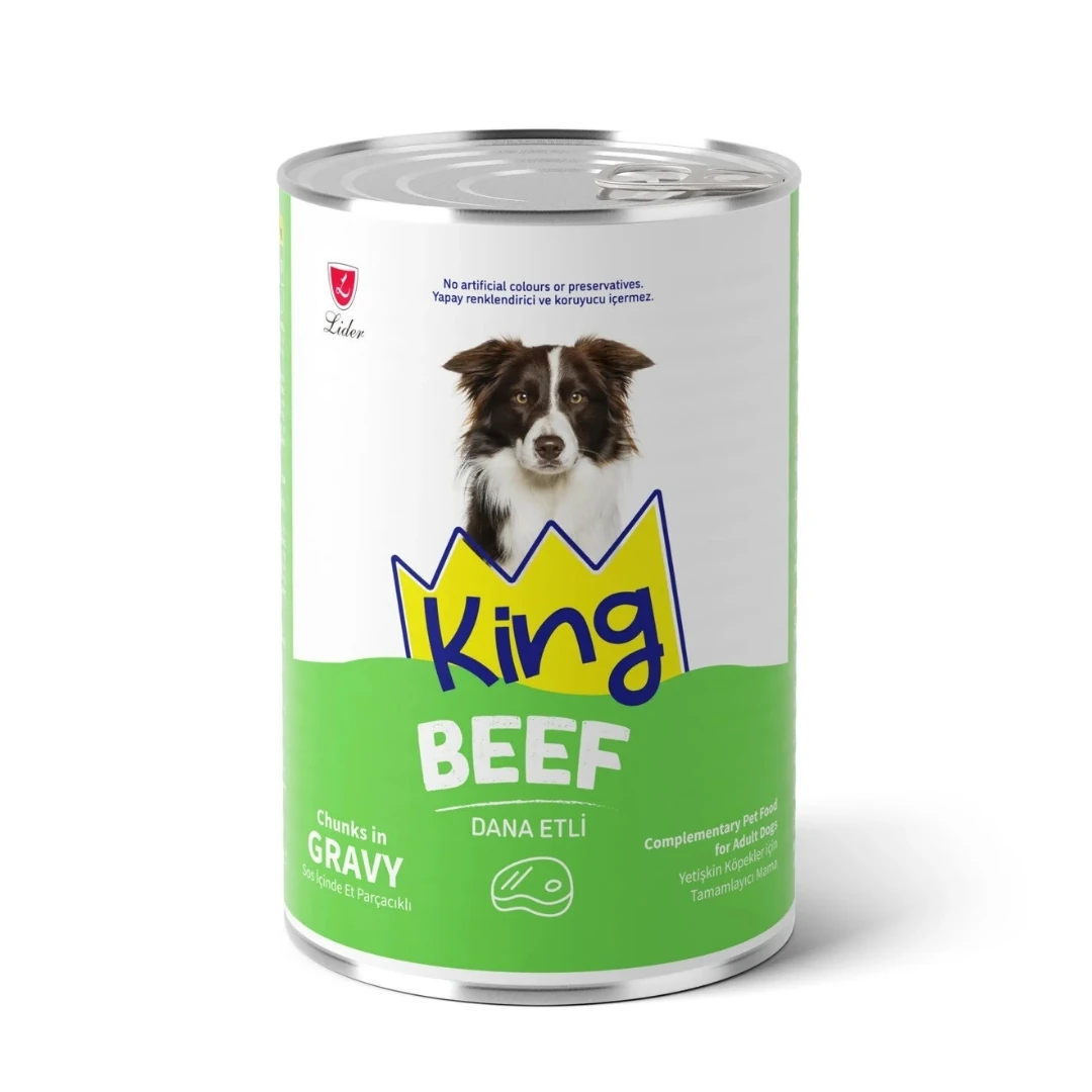 King Sos İçerisinde Et Parçacıklı Dana Etli Köpek Konservesi 400 G