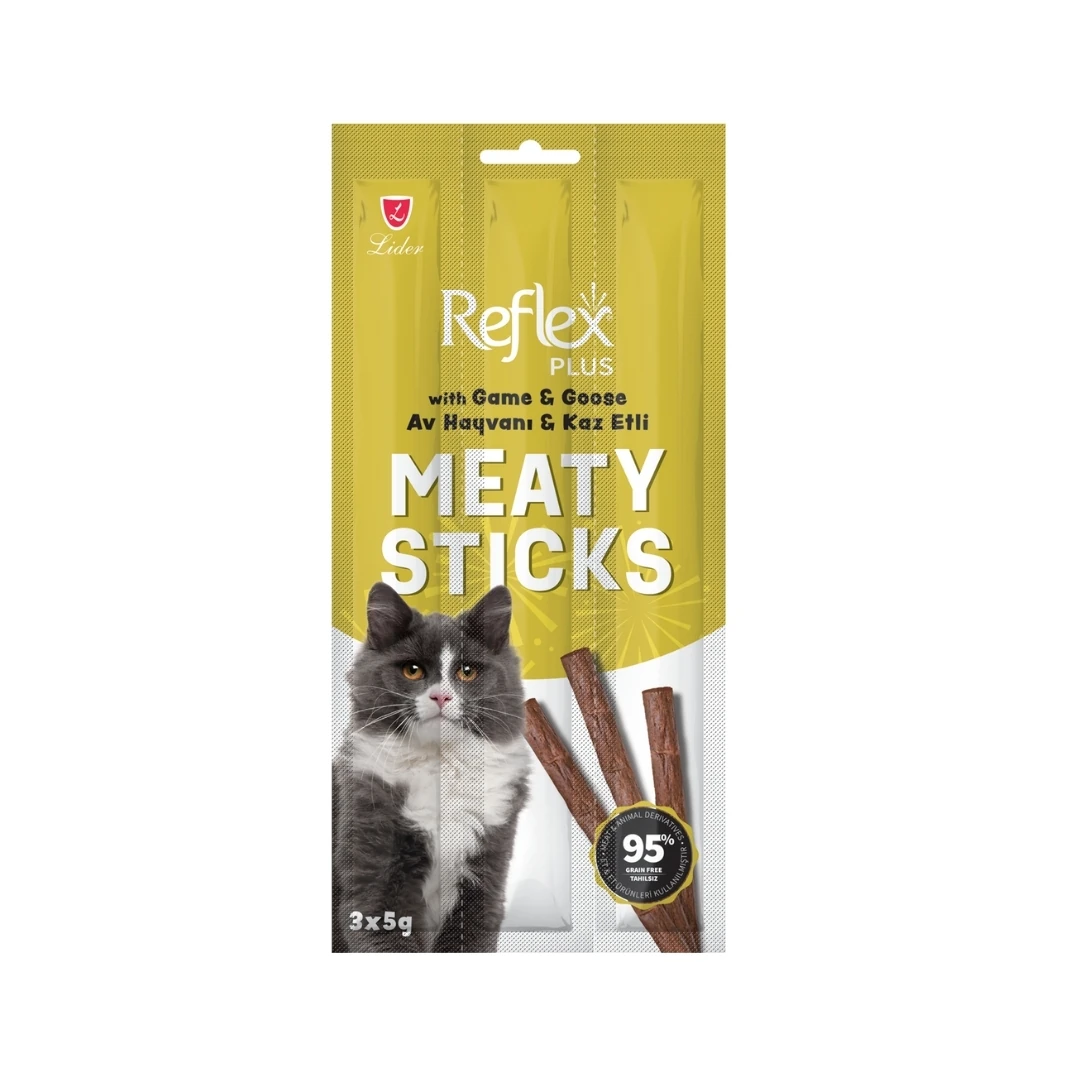 Reflex Plus Meaty Sticks Av Hayvanı ve Kaz Etli Kedi Ödül Maması 3x5 Gr