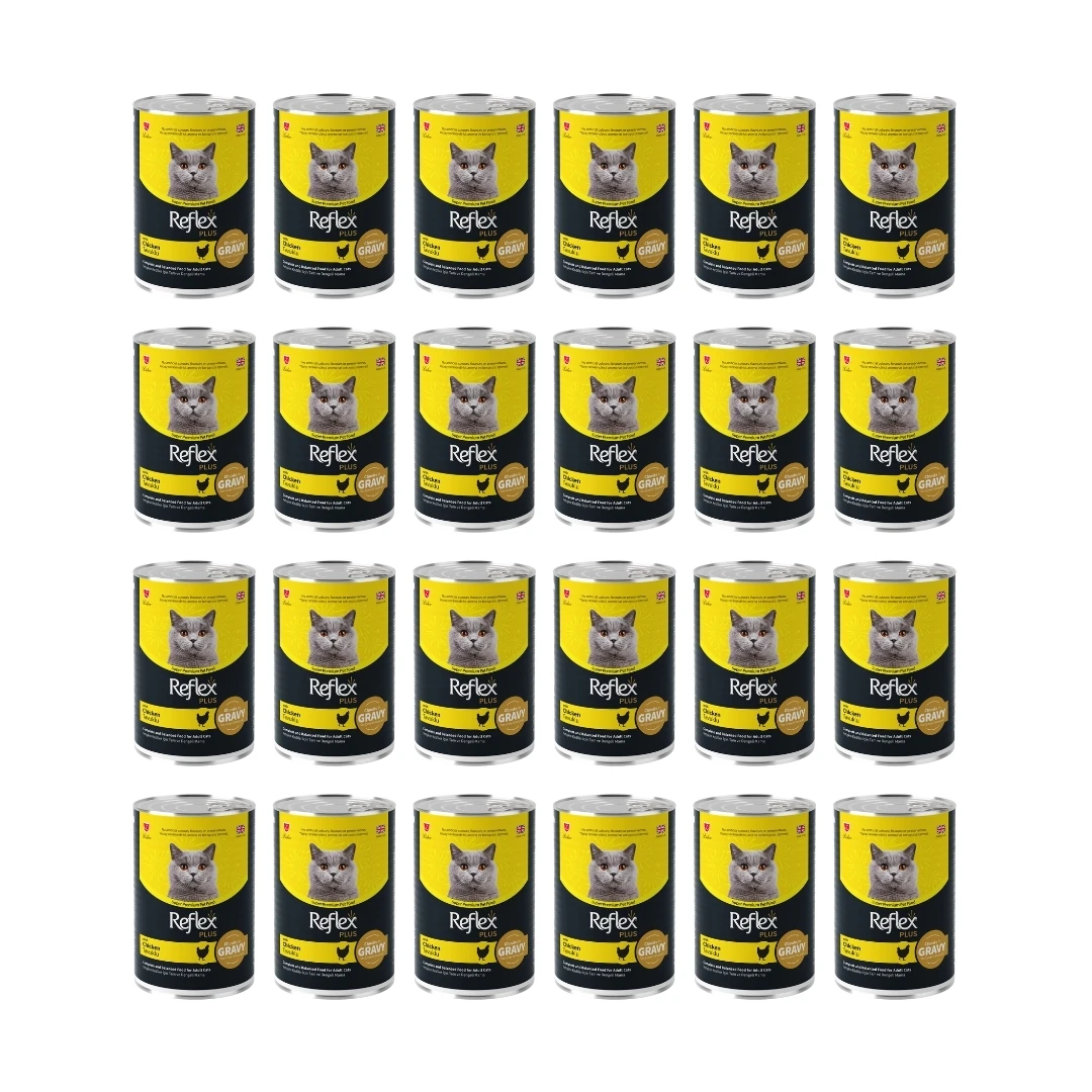 Reflex Plus Sos İçinde Et Parçacıklı Tavuklu Yetişkin Kedi Maması 400gr - 24 Adet
