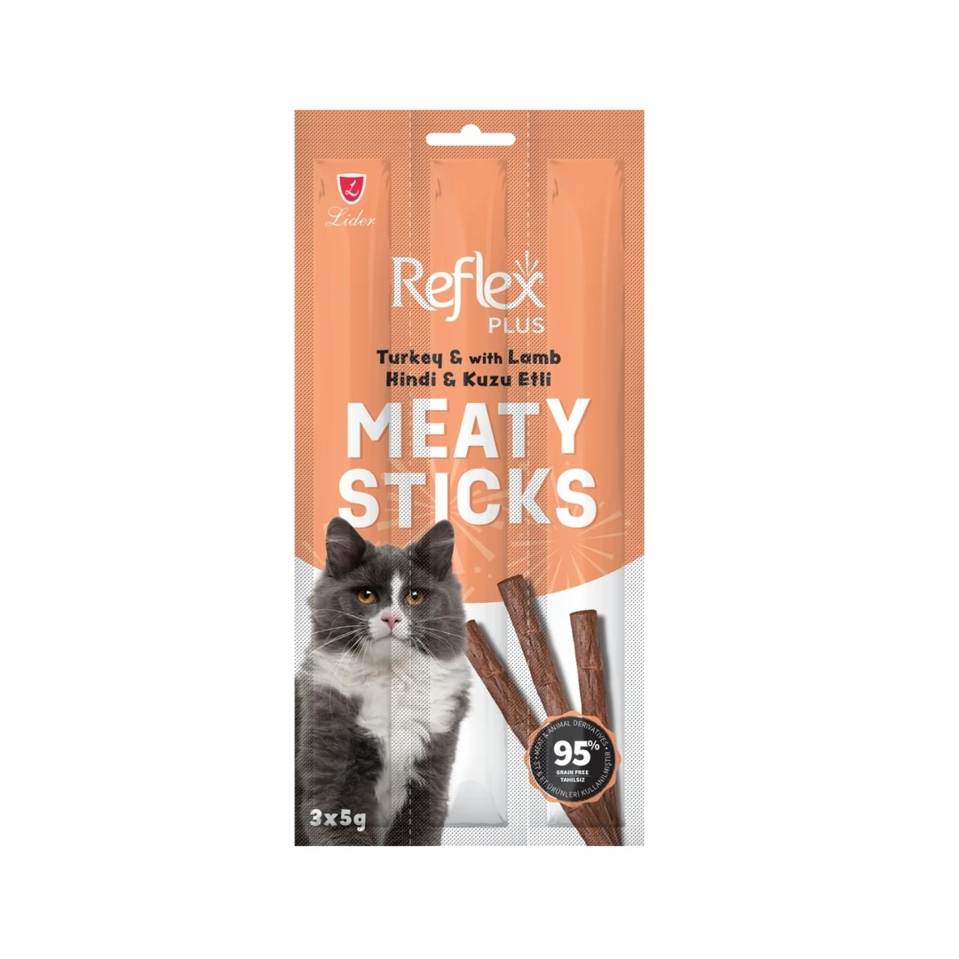 Reflex Plus Meaty Sticks Hindi ve Kuzu Etli Kedi Ödül Maması 3x5 Gr