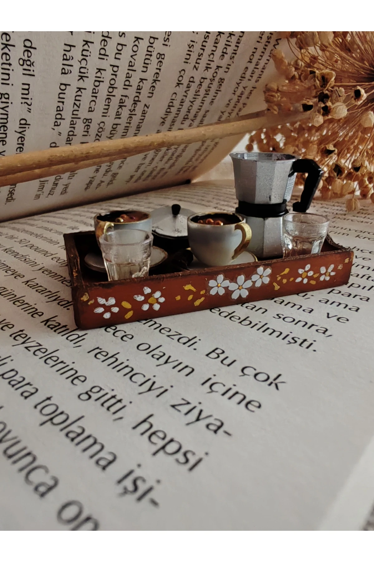 BBD MOCAPOT VE 2'Lİ KAHVE FİNCANI /TEPSİLİ TİRYAKİM SET.