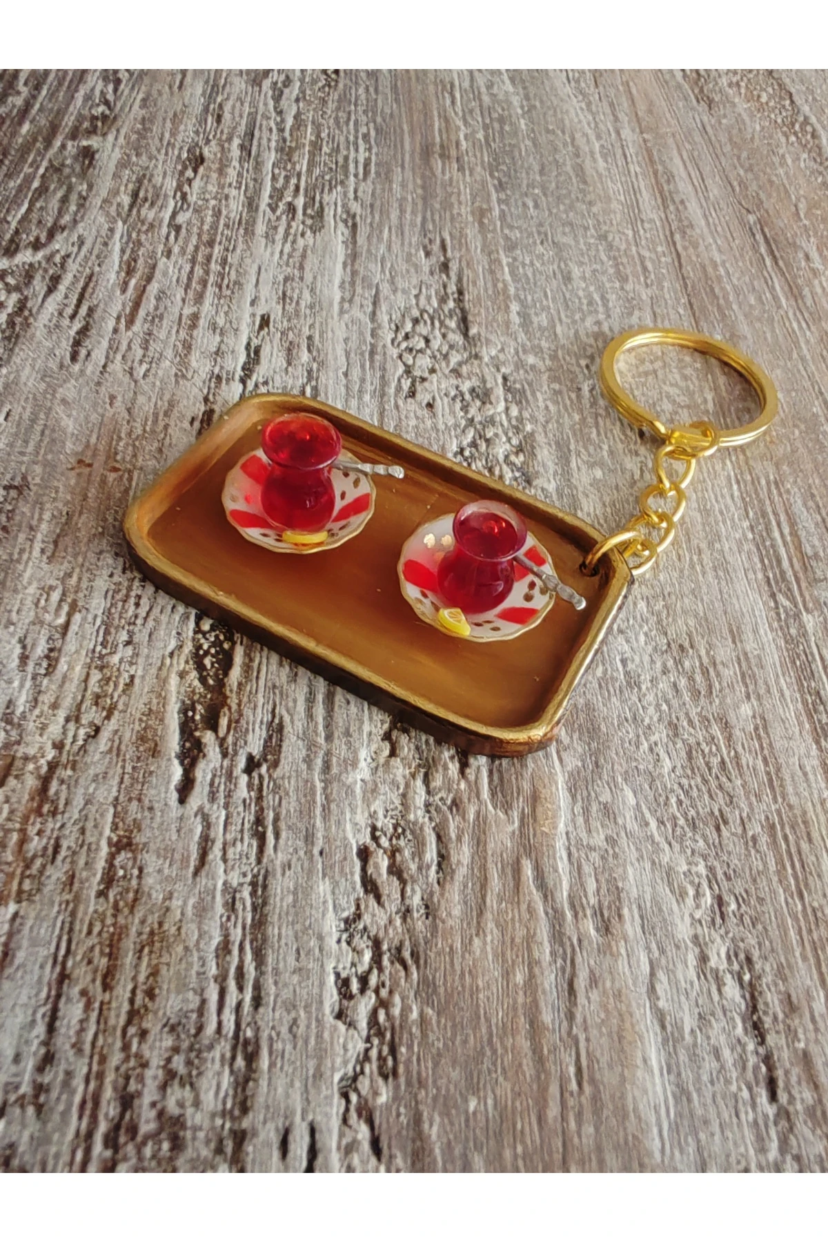 Bbd Minyatür Tepsili ''çay Tiryakisi Anahtarlık'' 2bardaklı.