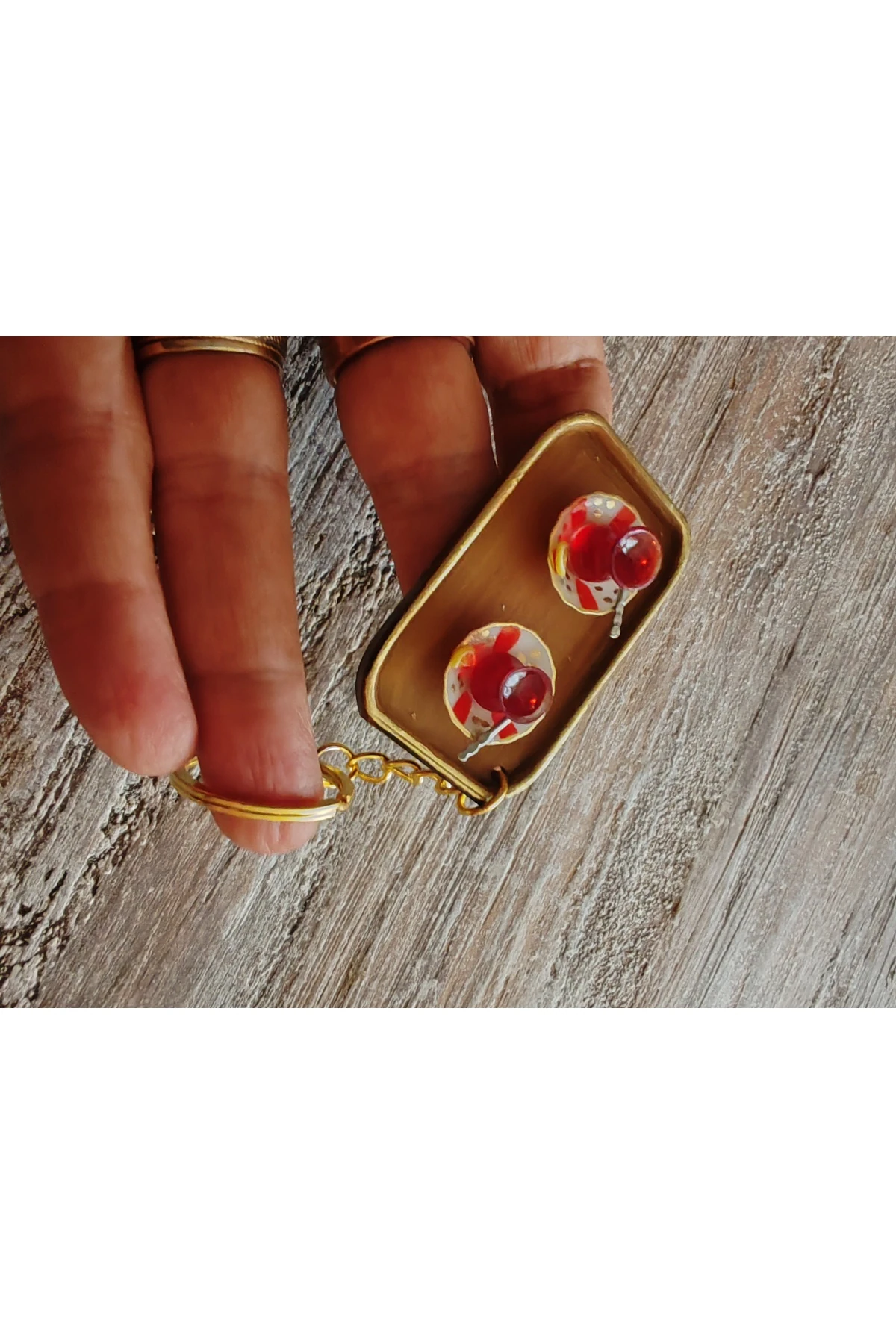 Bbd Minyatür Tepsili ''çay Tiryakisi Anahtarlık'' 2bardaklı.