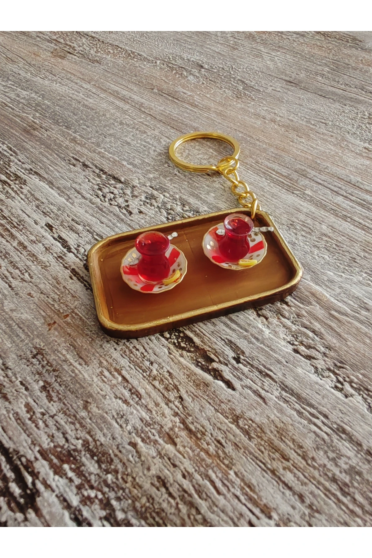 Bbd Minyatür Tepsili ''çay Tiryakisi Anahtarlık'' 2bardaklı.