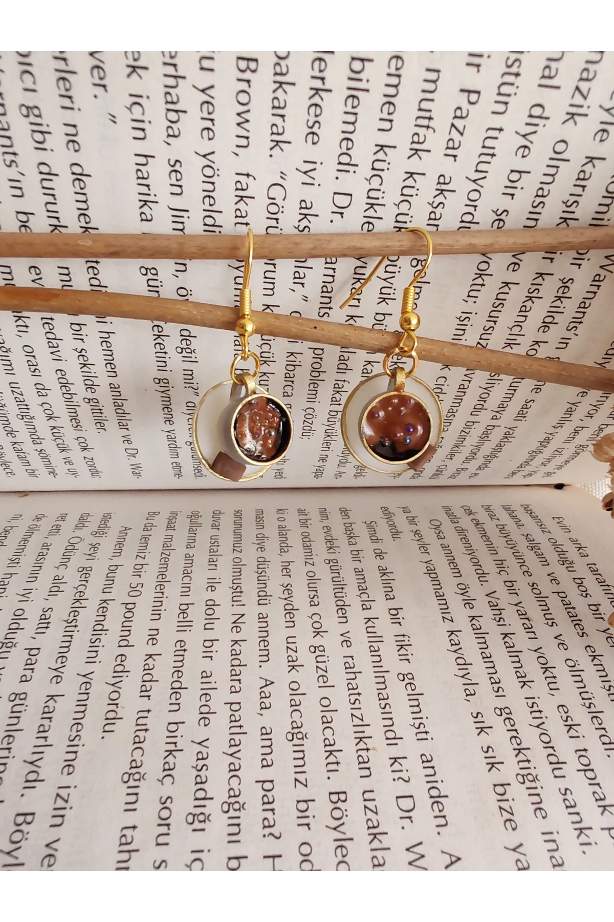 Bbd "Kahve'lim" Küpe. /2li kahve Fincanlı.