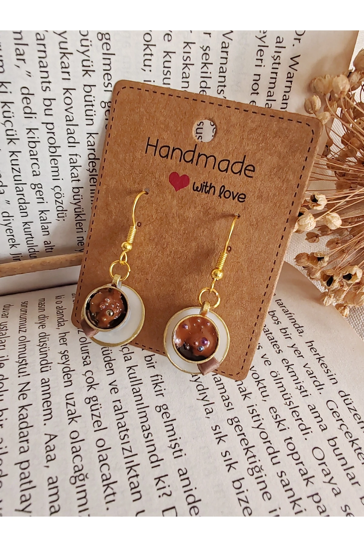 Bbd "Kahve'lim" Küpe. /2li kahve Fincanlı.