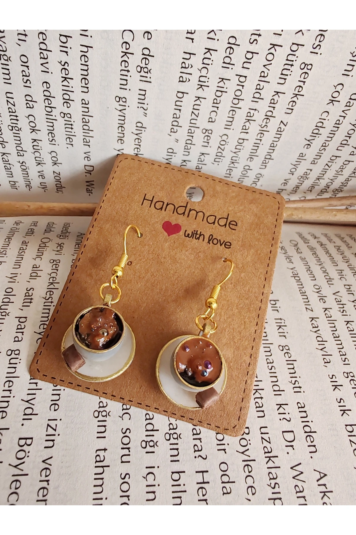 Bbd "Kahve'lim" Küpe. /2li kahve Fincanlı.