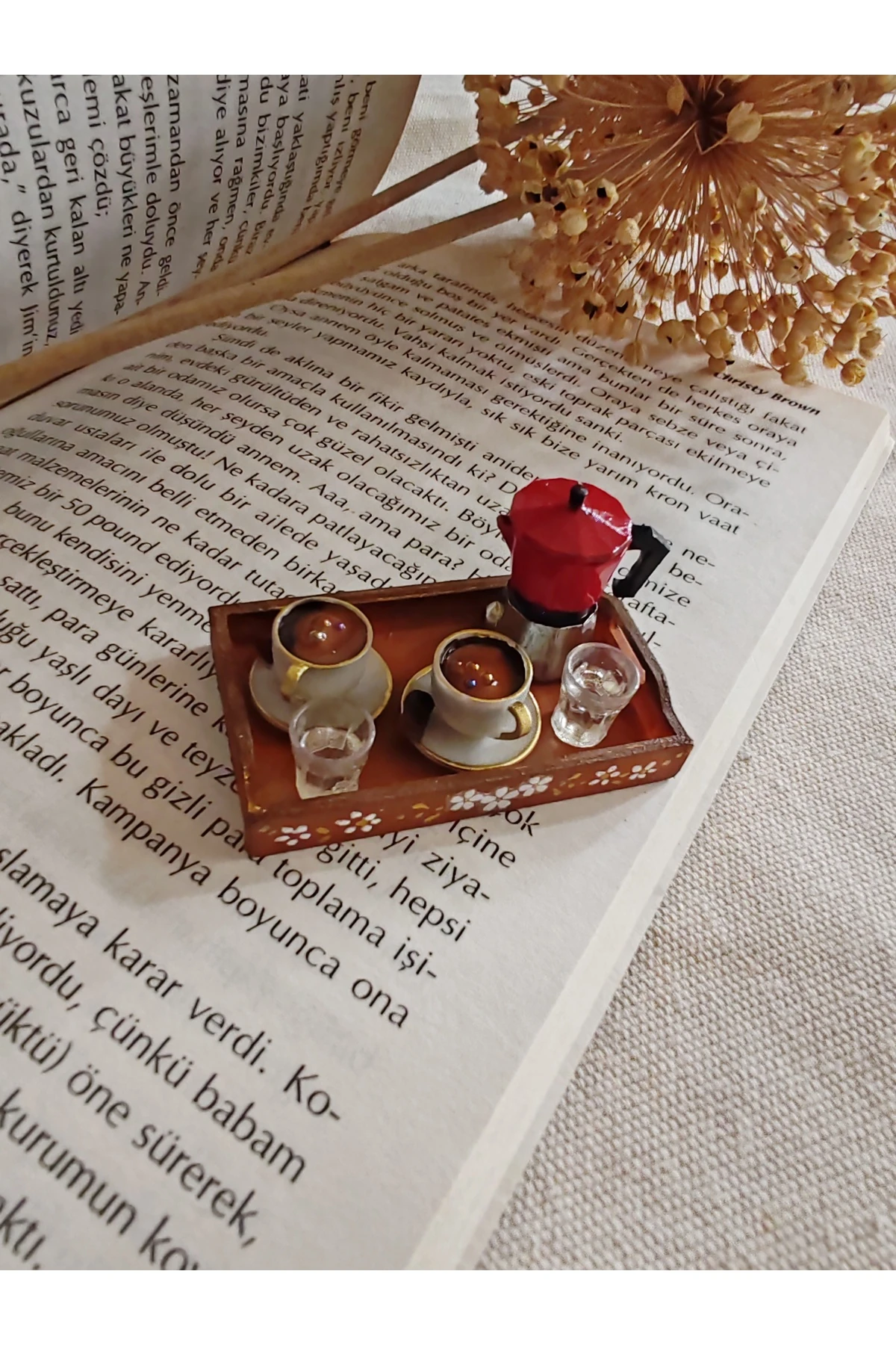 BBD KIRMIZI MOCAPOTLU KAHVE SETİ/TEPSİLİ, 2 FİNCANLI