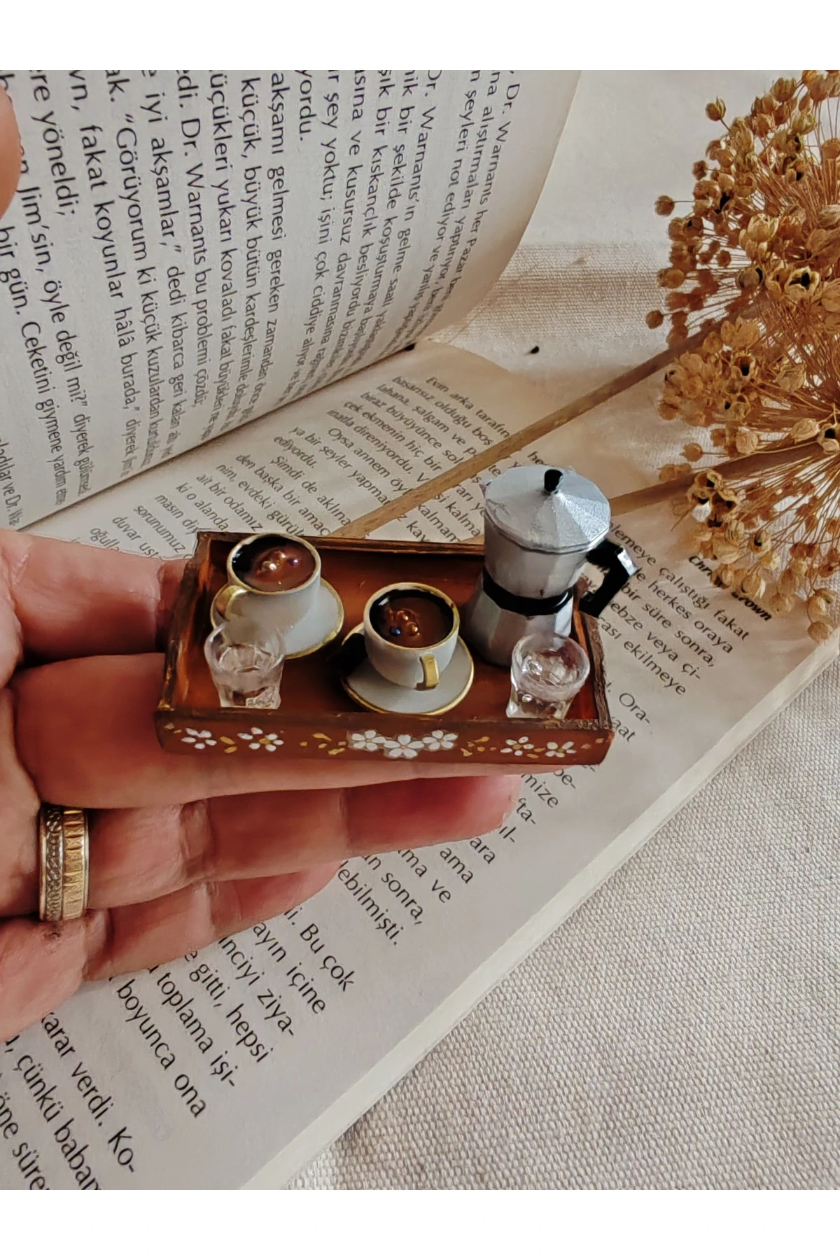 BBD MOCAPOT VE 2'Lİ KAHVE FİNCANI /TEPSİLİ TİRYAKİM SET.