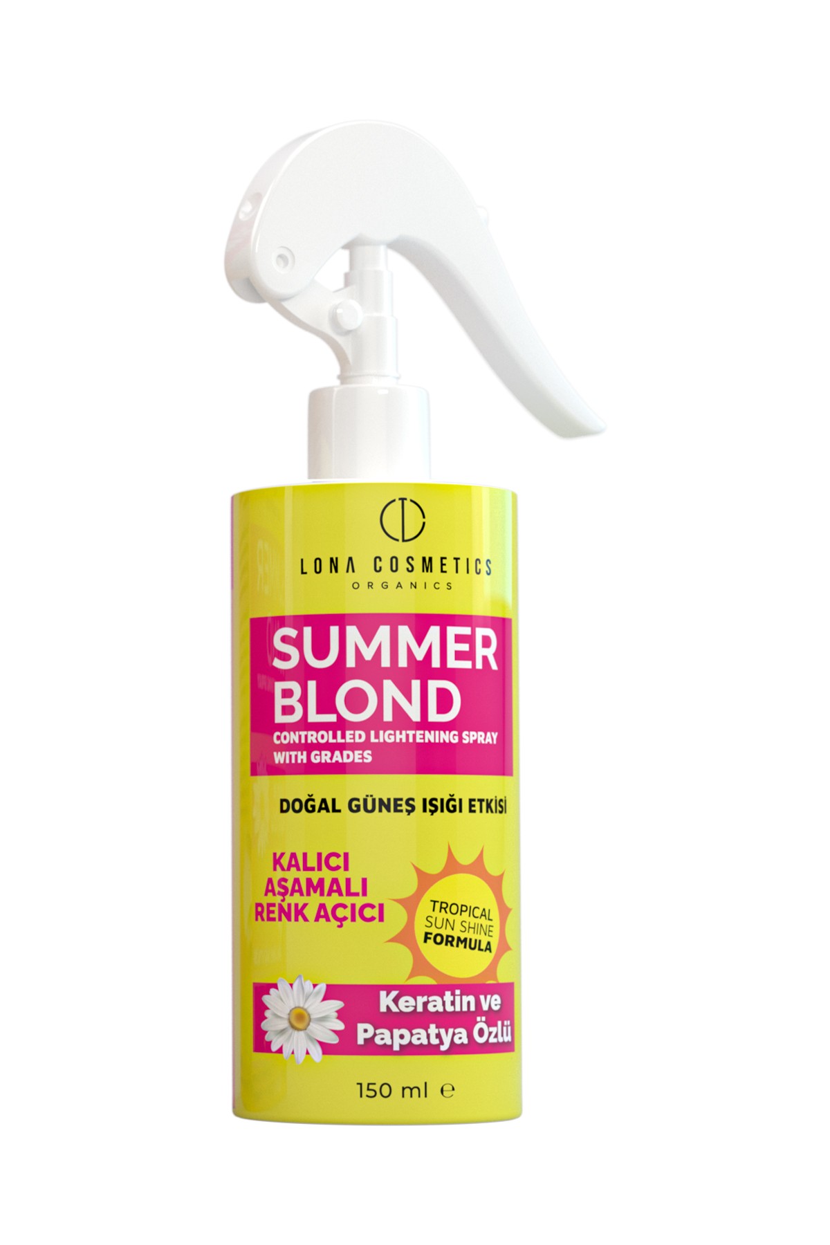 Summer Blond - Keratin ve Papatya Özlü, Turunculuk Yapmayan, Dereceli ve Kontrollü Saç Açıcı Sprey