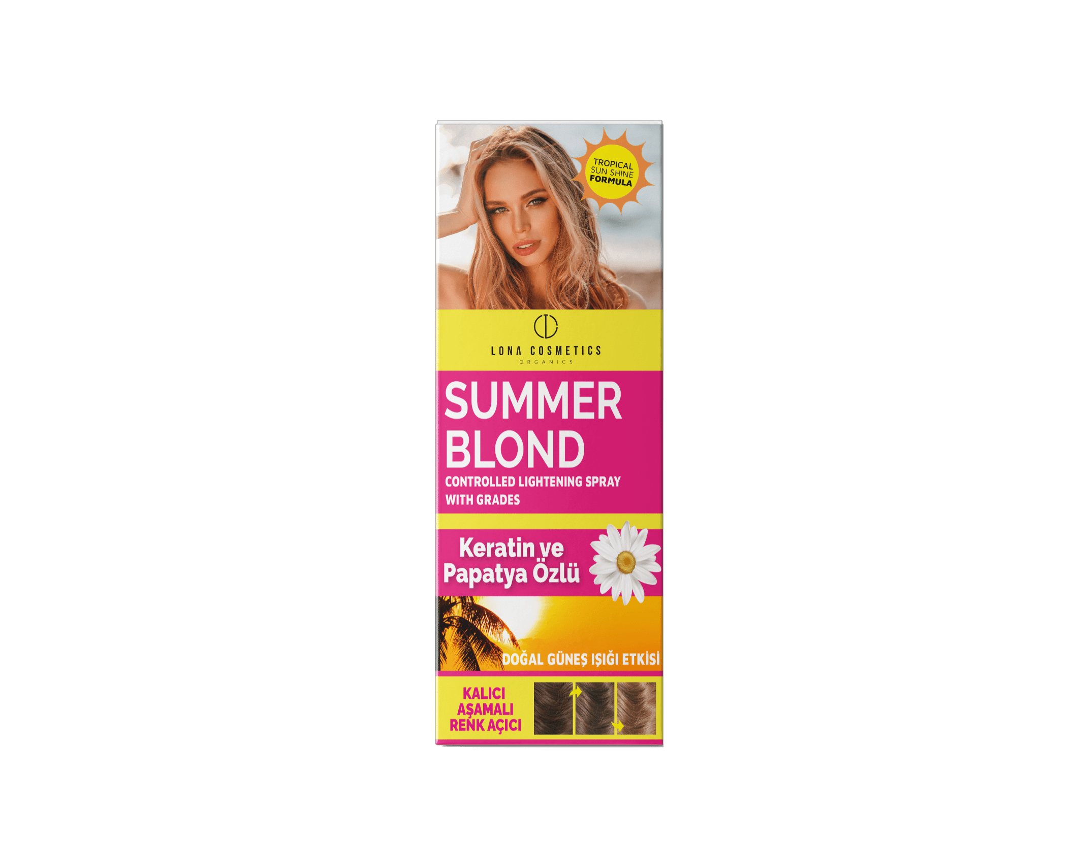 Summer Blond - Keratin ve Papatya Özlü, Turunculuk Yapmayan, Dereceli ve Kontrollü Saç Açıcı Sprey