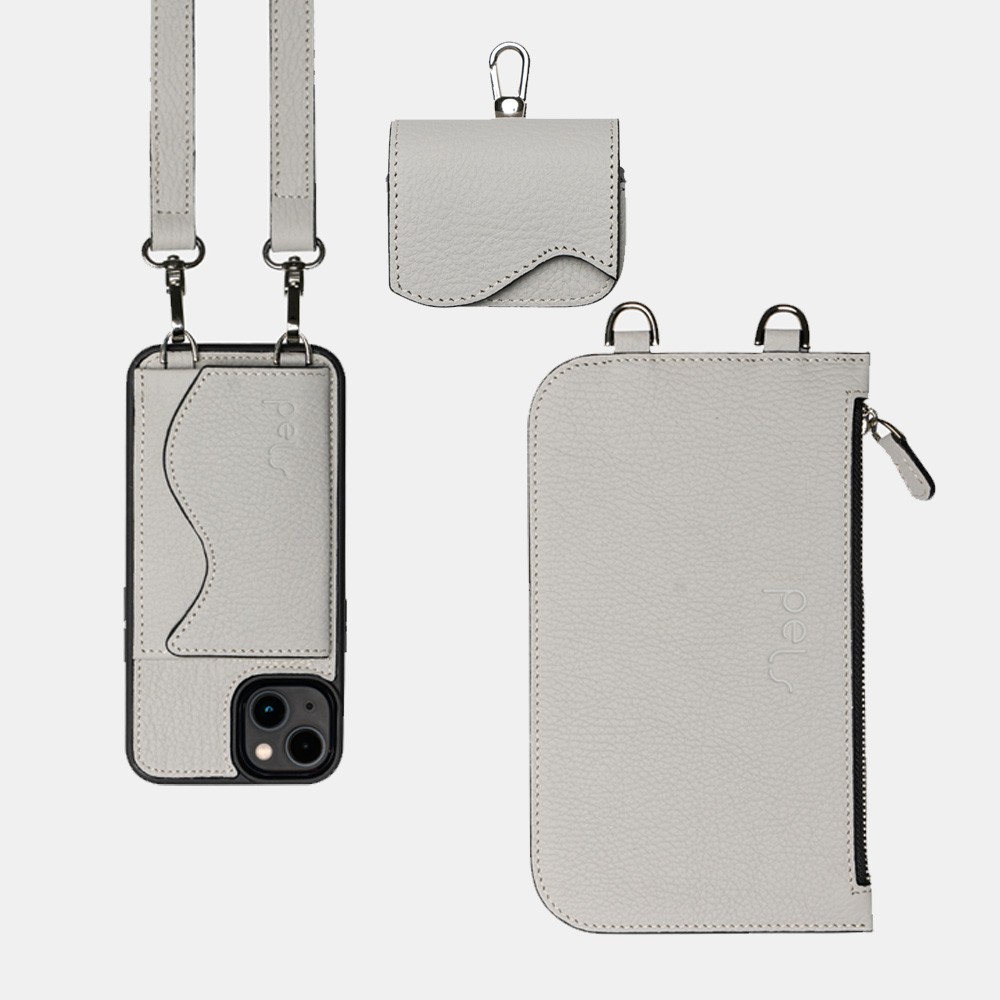Pels Side Pocket Crossbody Classic Grey Triplet Set 