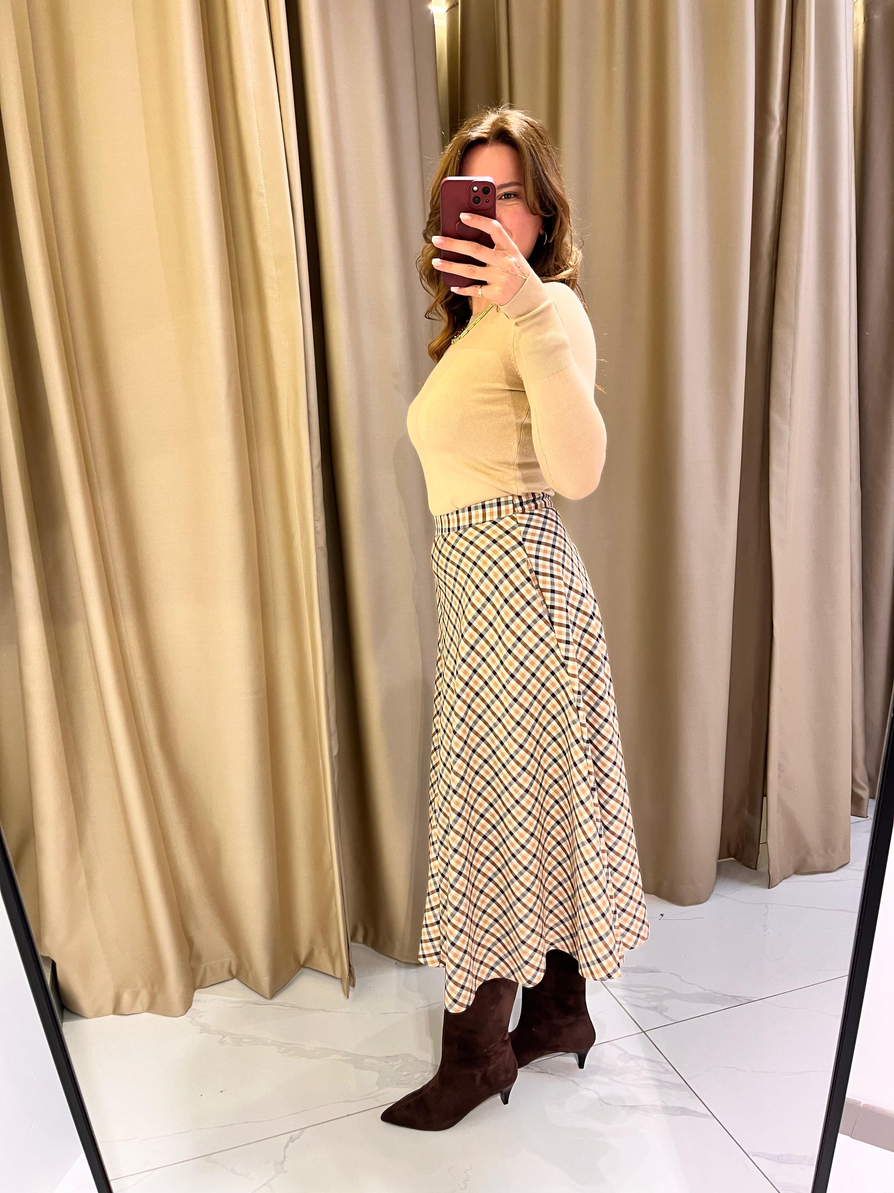 KARELİ KATLI MİDİ ETEK