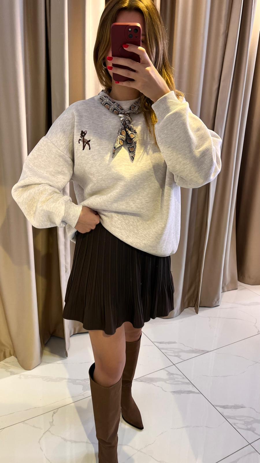 PİLELİ BELİ LASTİKLİ MİNİ ETEK