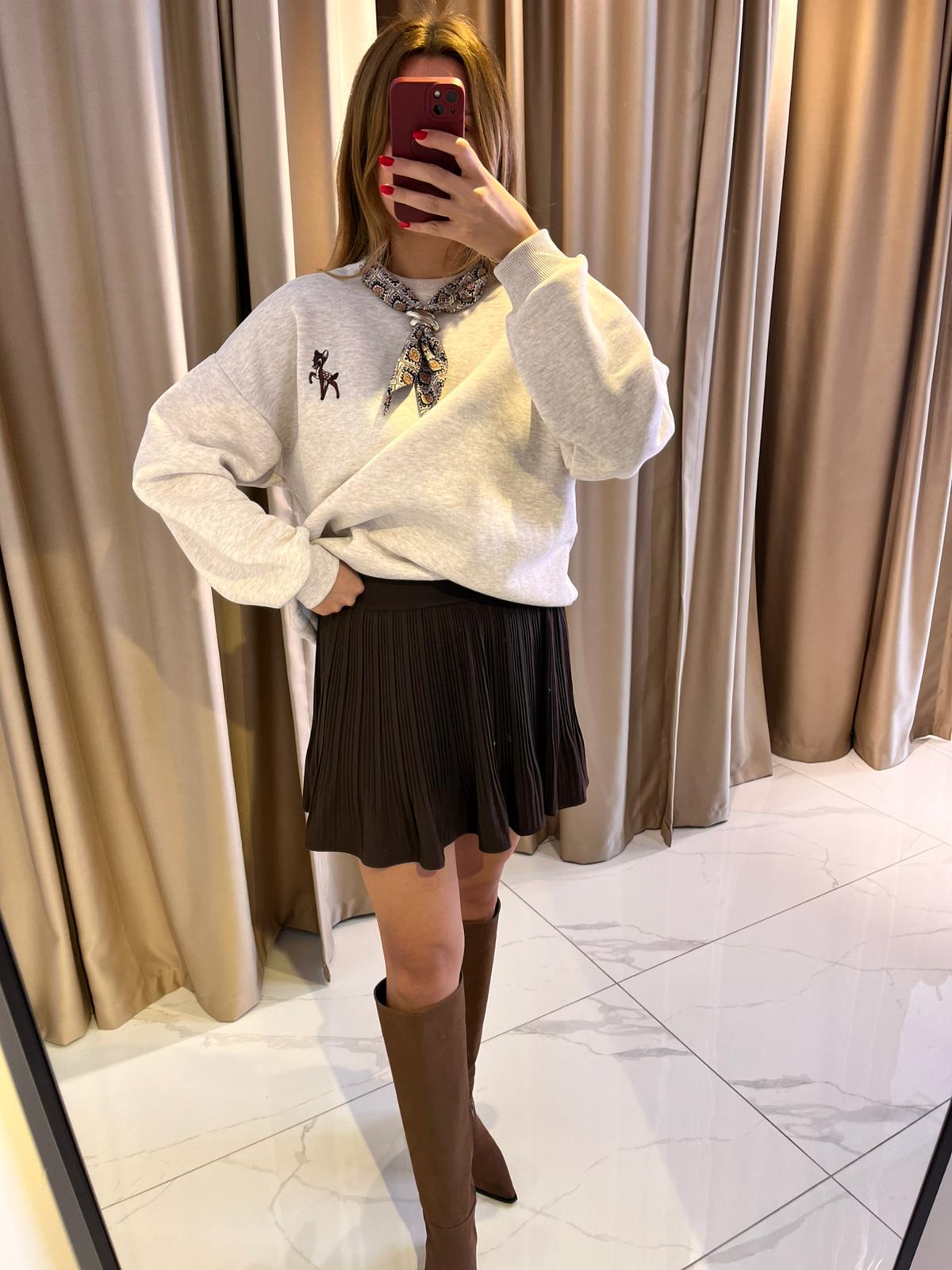 PİLELİ BELİ LASTİKLİ MİNİ ETEK