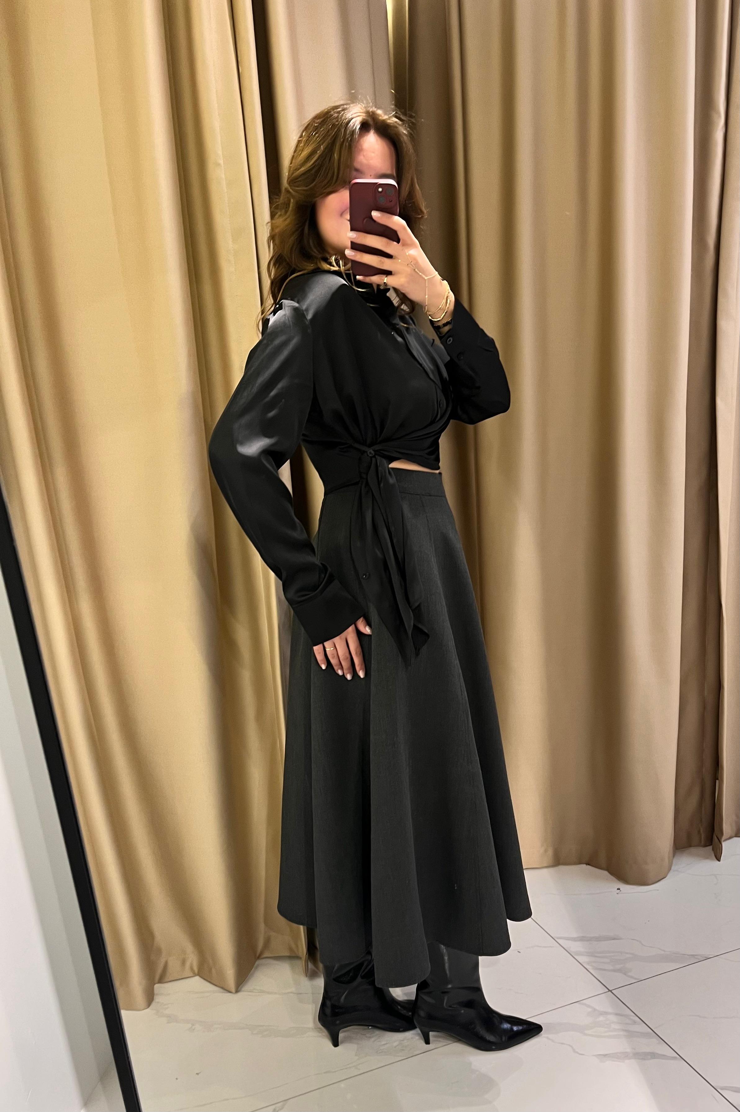 SATEN BAĞLAMA DETAY GÖMLEK