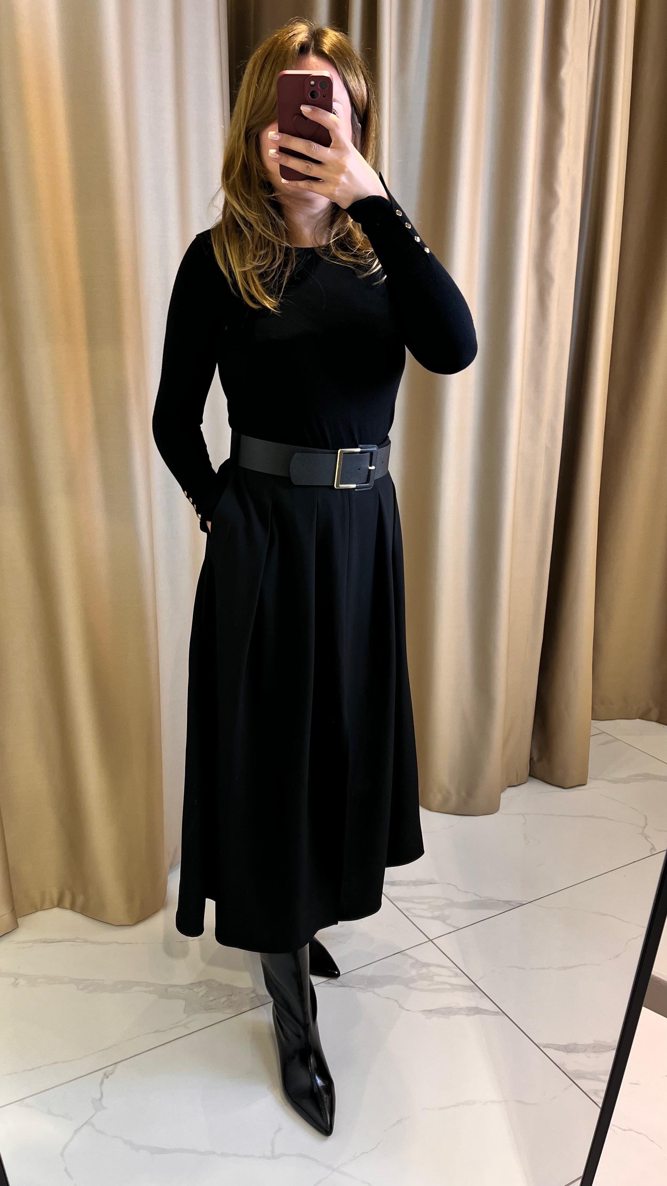 DERİ KEMERLİ MİDİ BOY ETEK