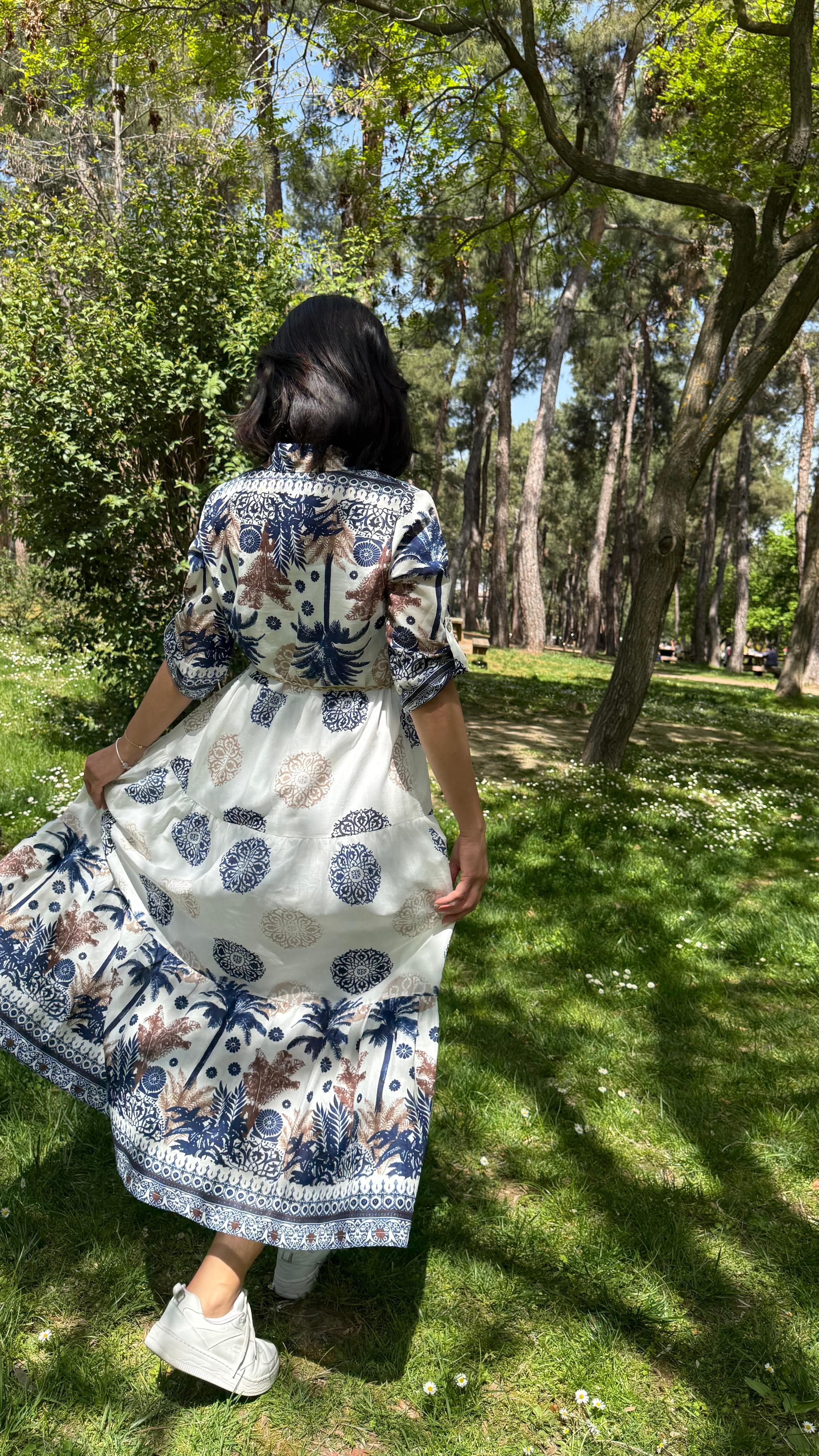 PREMİUM DESENLİ COTTON ELBİSE