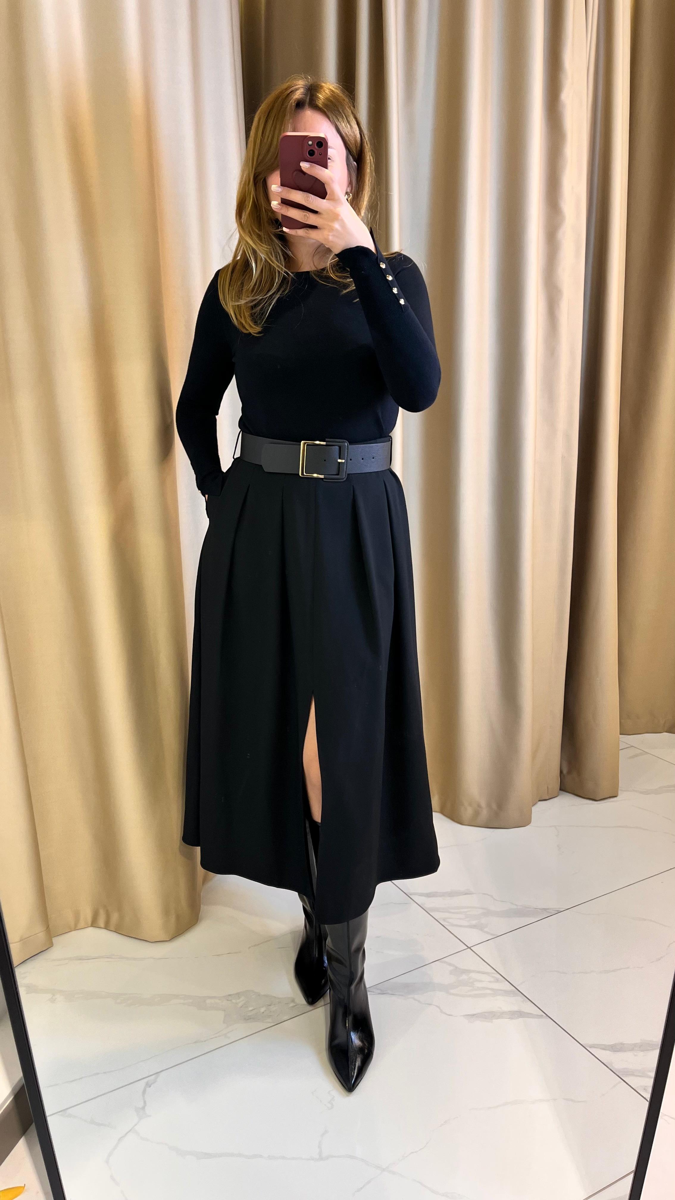 DERİ KEMERLİ MİDİ BOY ETEK