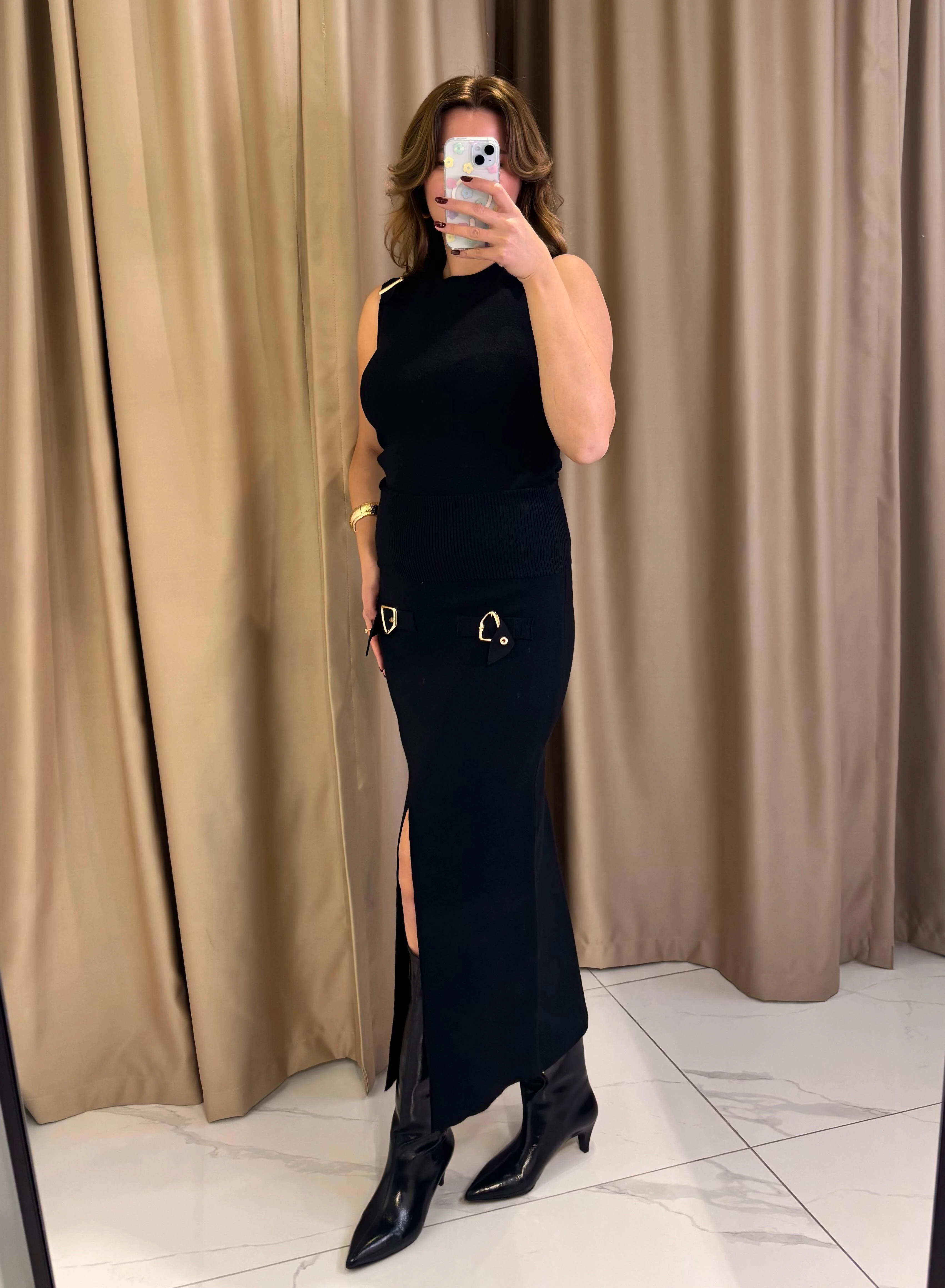 AKSESUAR DETAYLI TRİKO ETEK