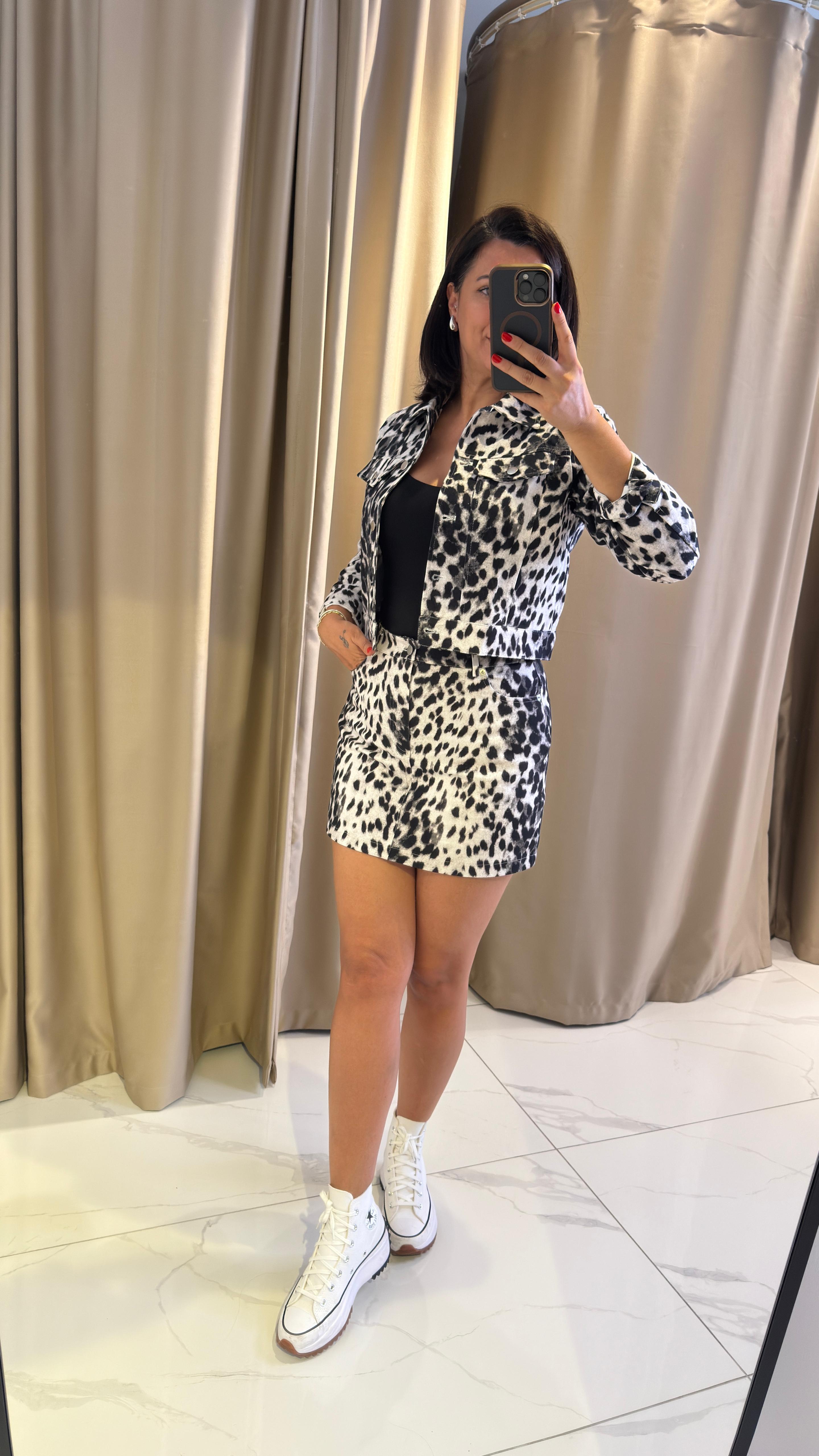 LEOPAR DESEN DENİM CEKET