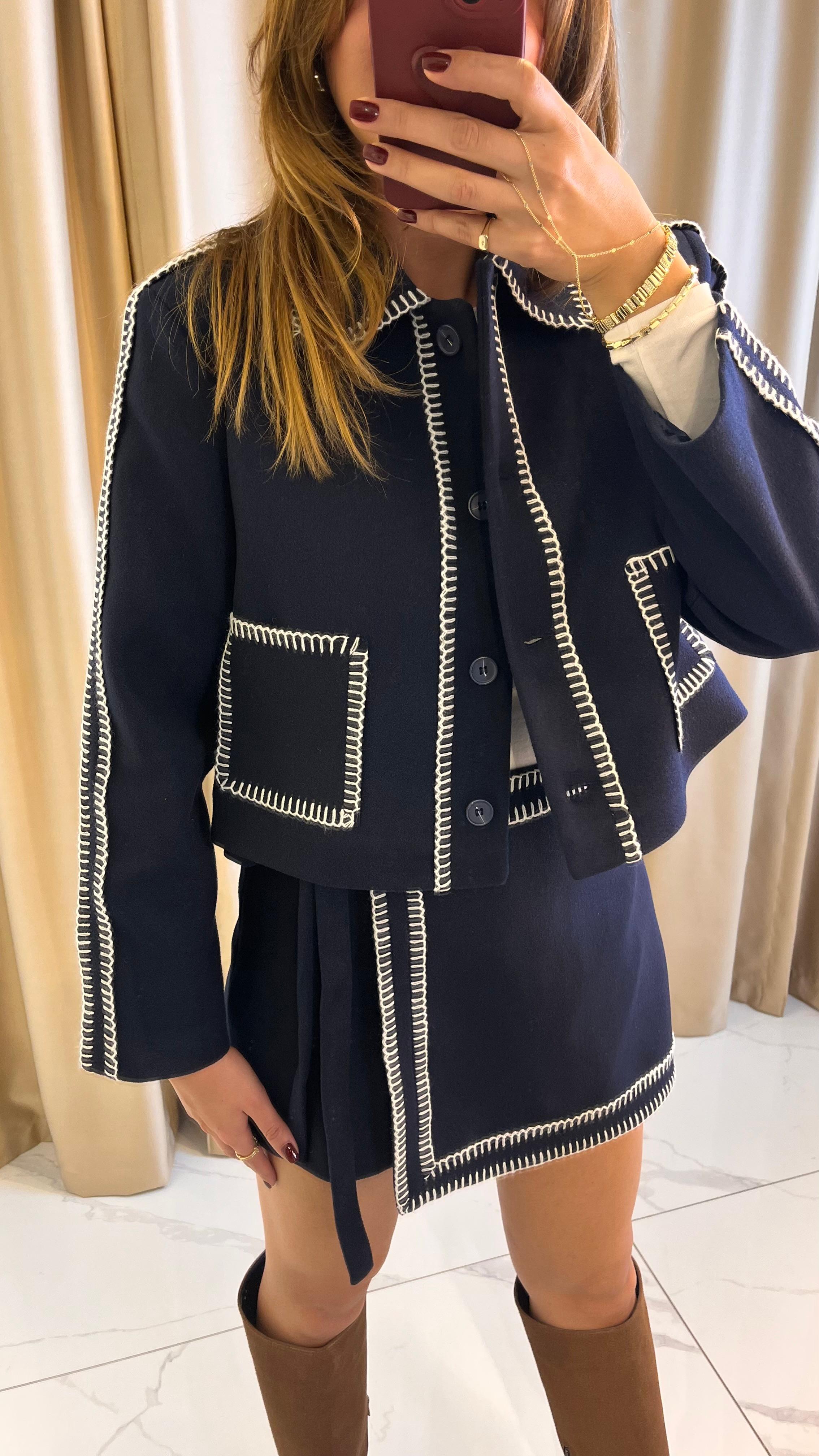 DİKİŞ DETAY KAŞE KUMAŞ CEKET