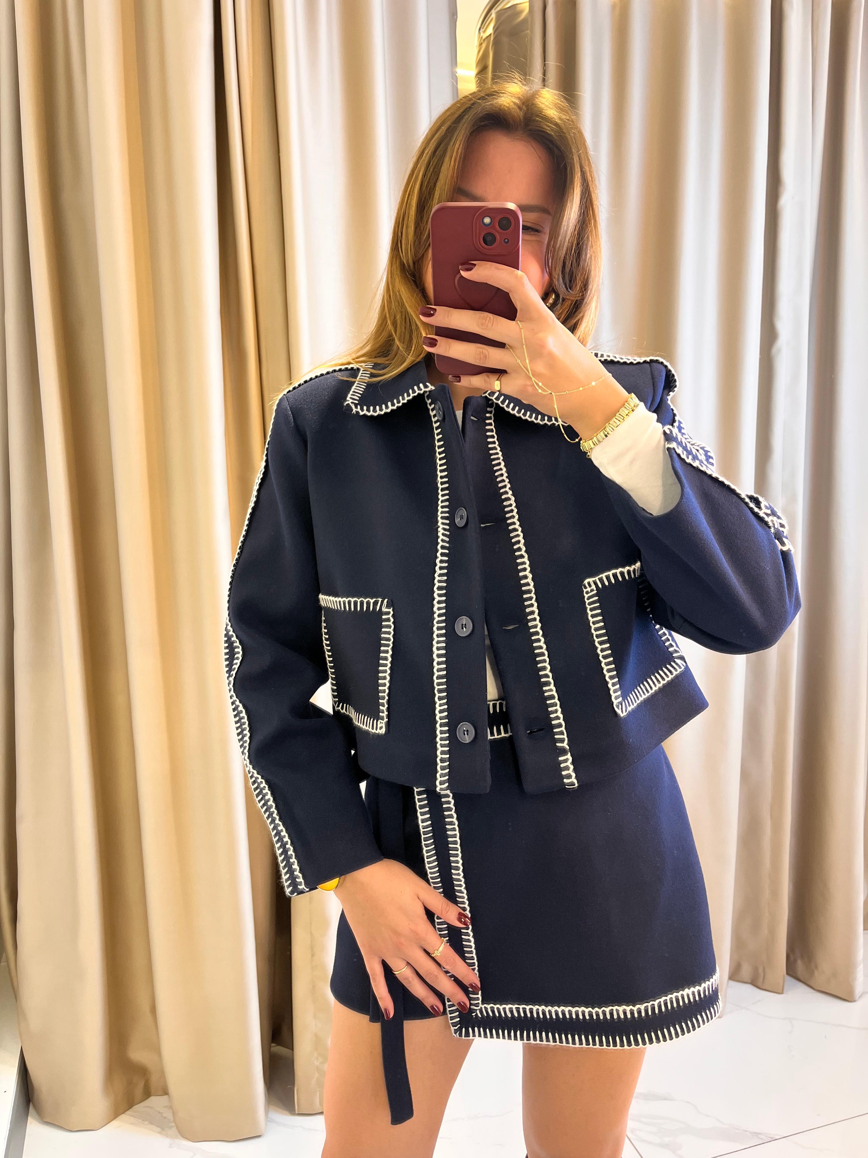 DİKİŞ DETAY KAŞE KUMAŞ CEKET