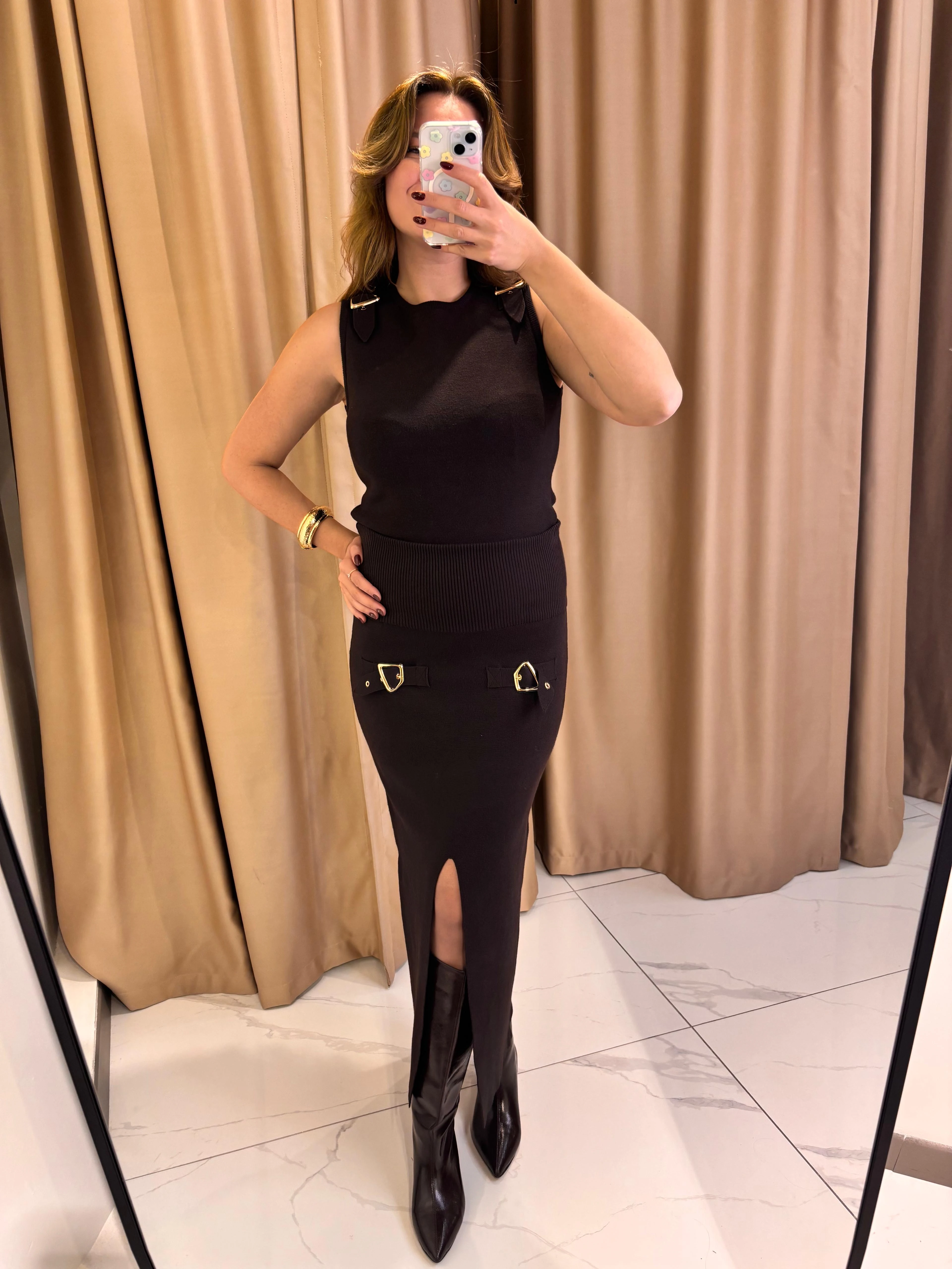 AKSESUAR DETAYLI TRİKO ETEK