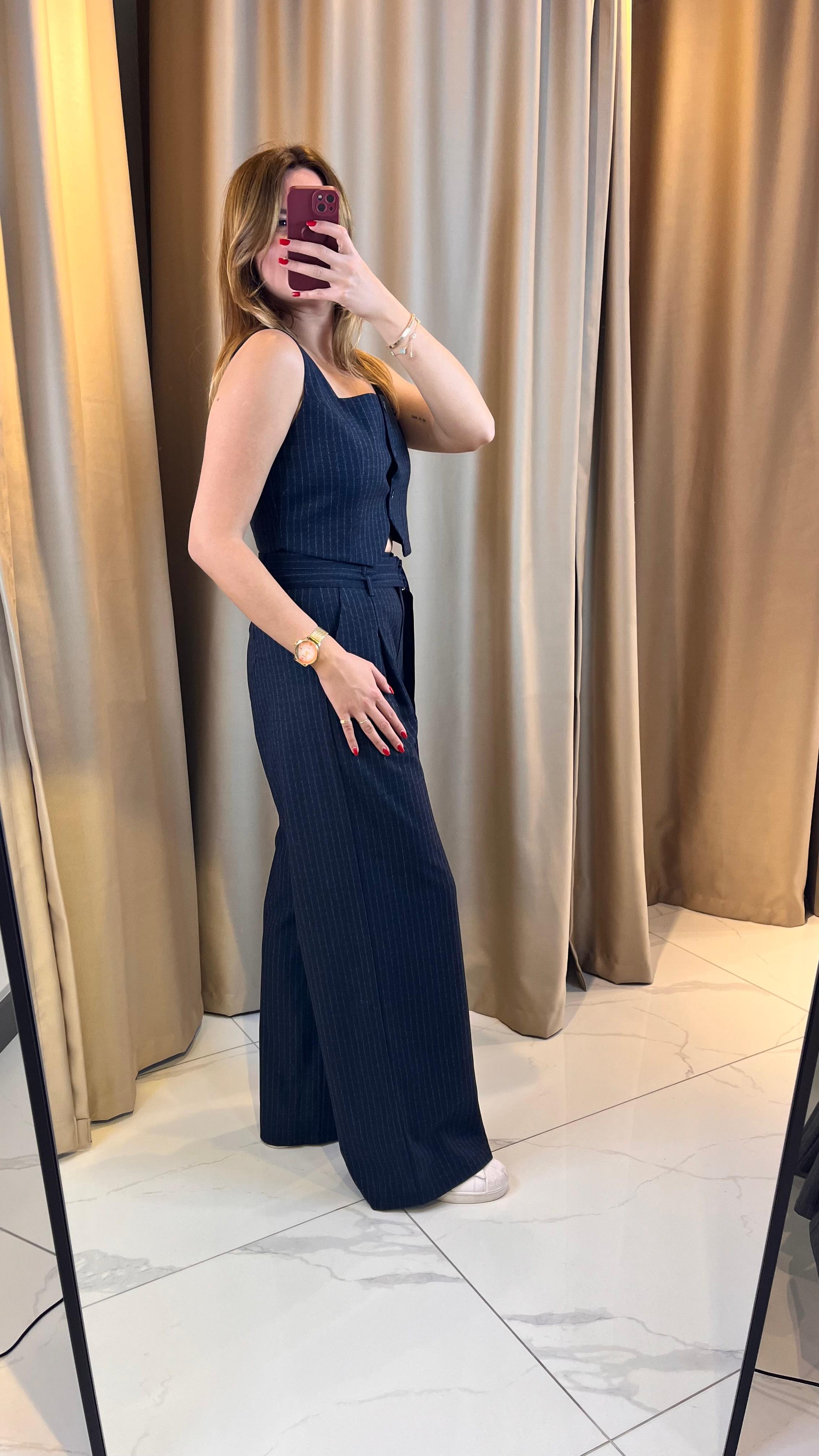 KEMERLİ PREMİUM ÇİZGİLİ PANTOLON