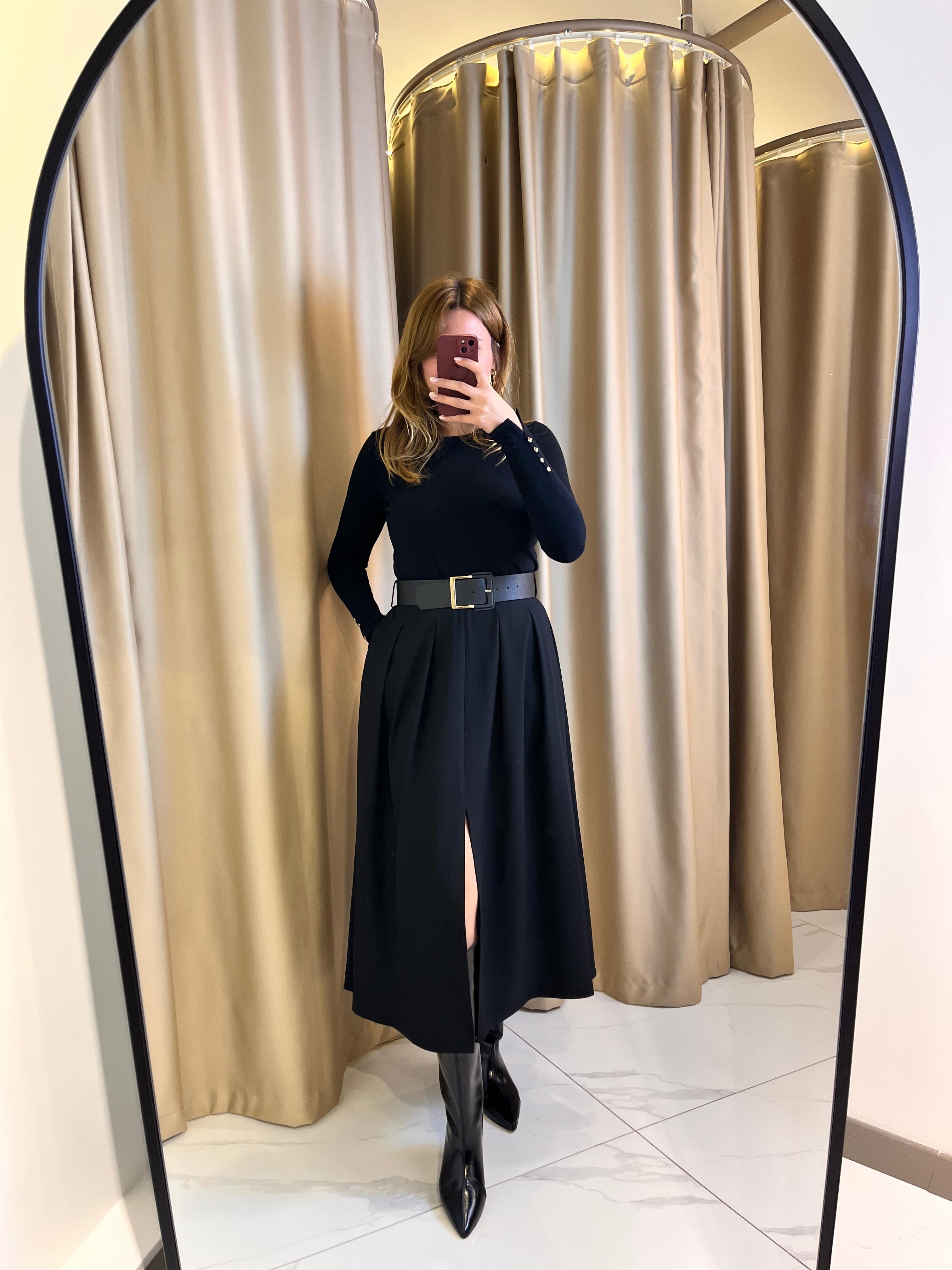 DERİ KEMERLİ MİDİ BOY ETEK