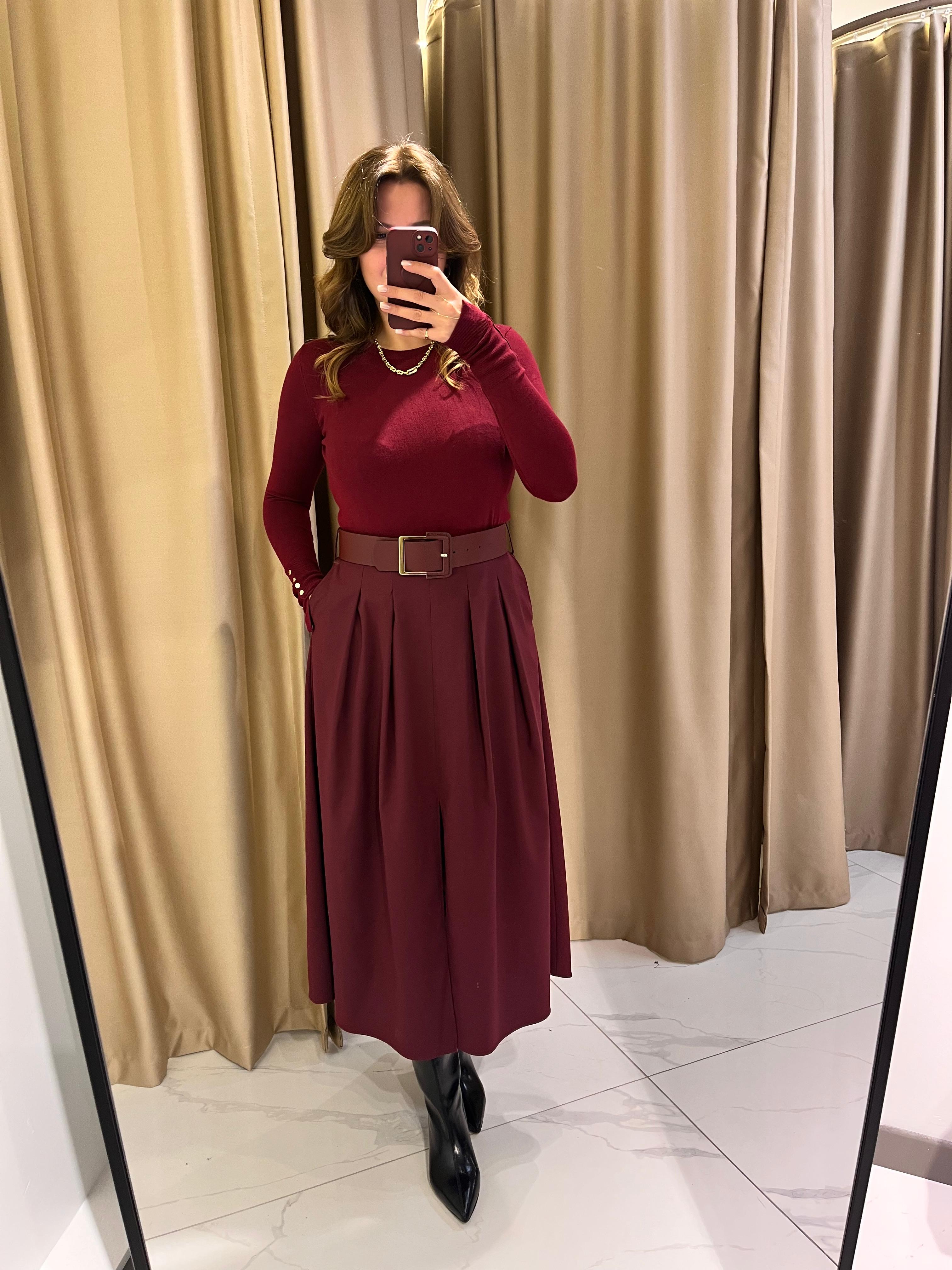 DERİ KEMERLİ MİDİ BOY ETEK