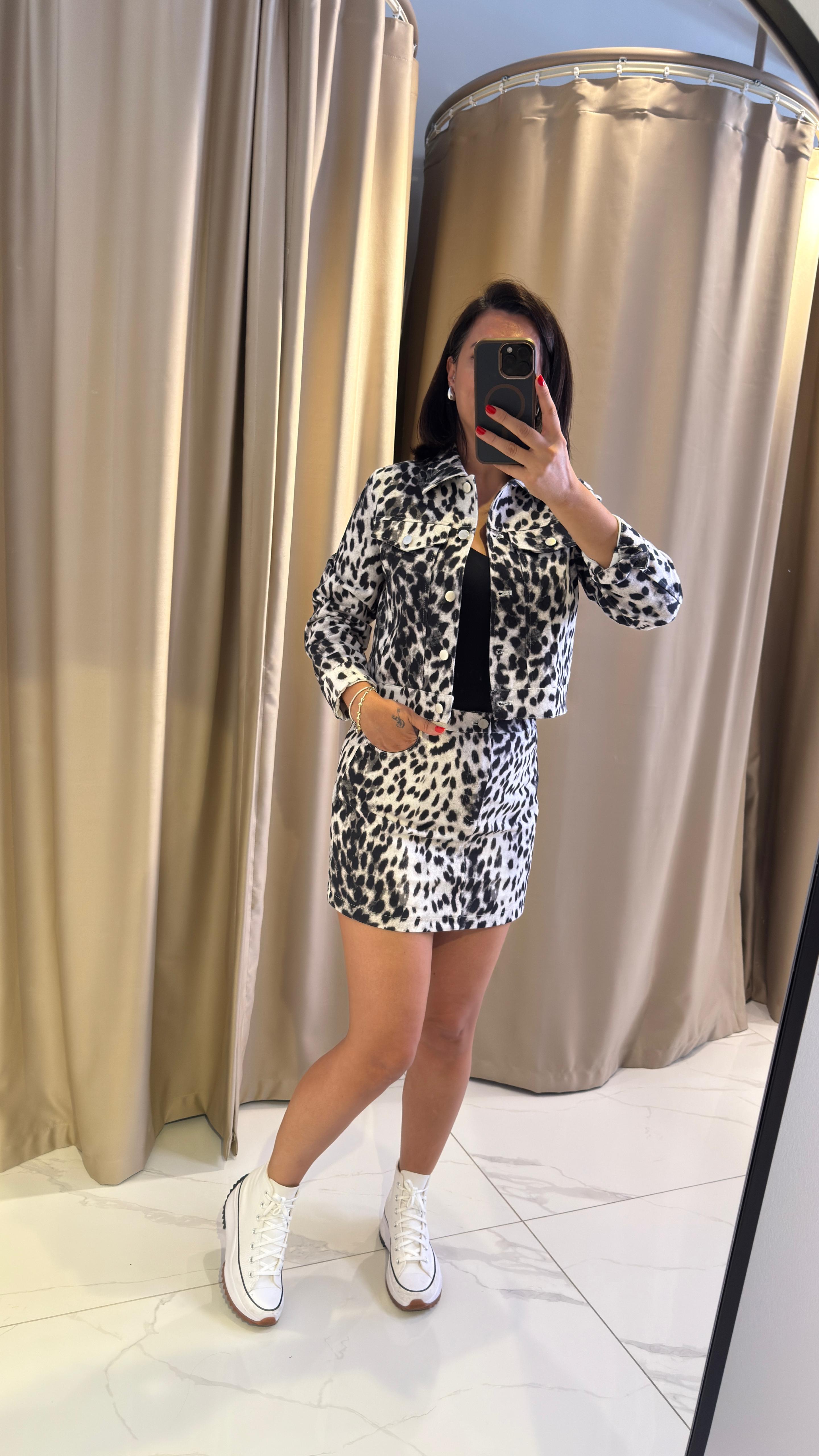 LEOPAR DESEN DENİM CEKET