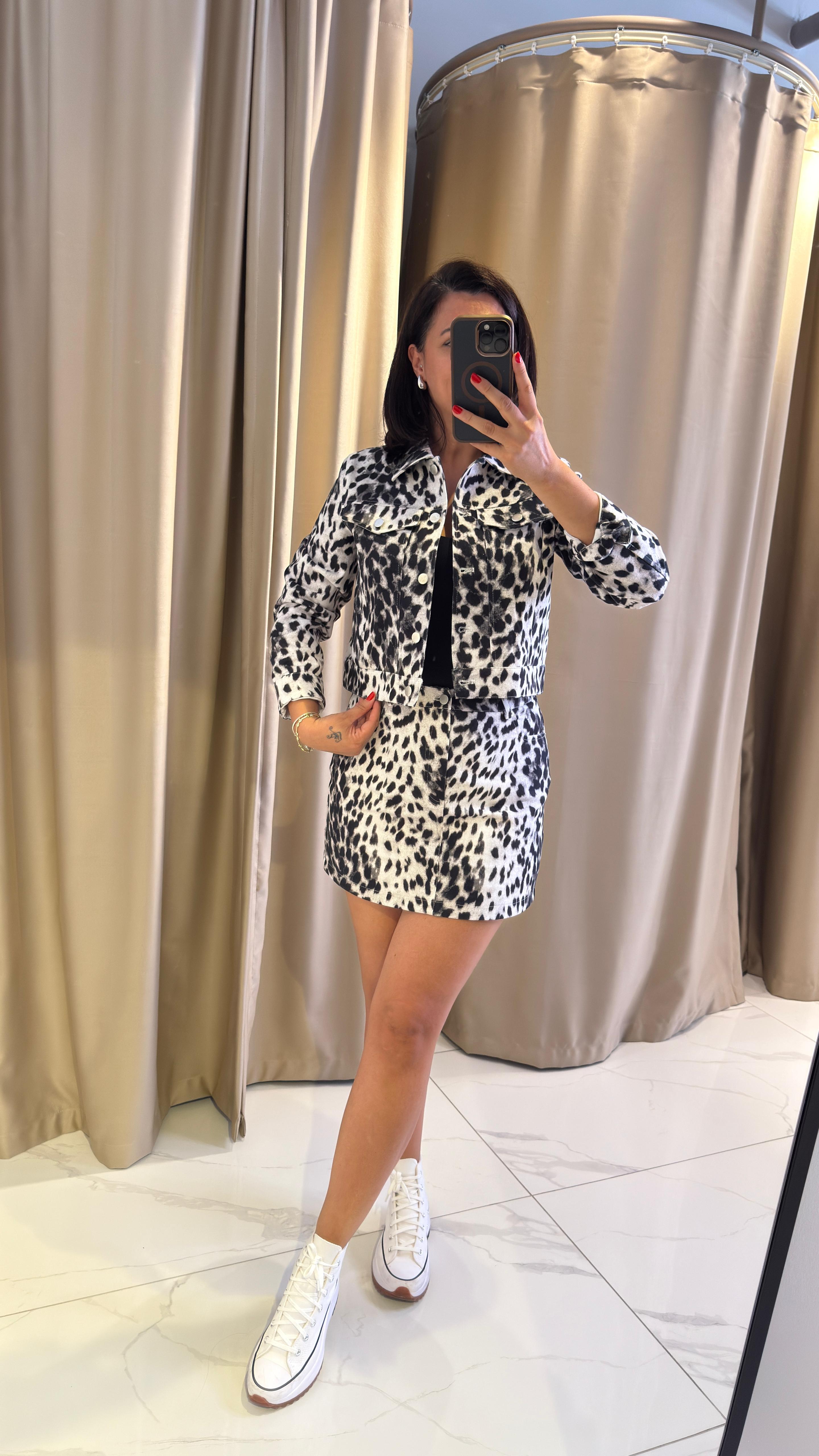 LEOPAR DESEN DENİM CEKET